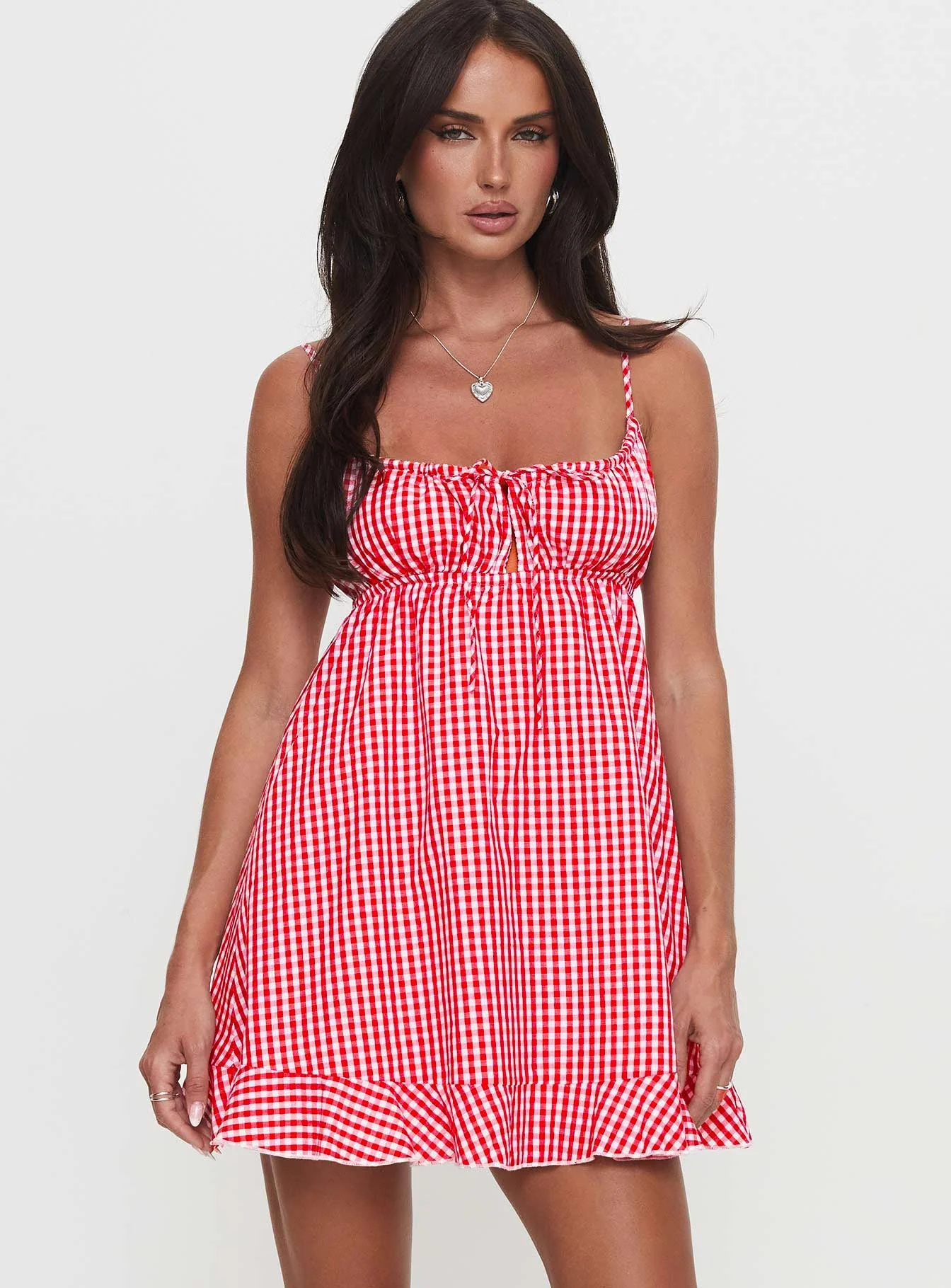 Empress Of Love Mini Dress Red Gingham - Image 2