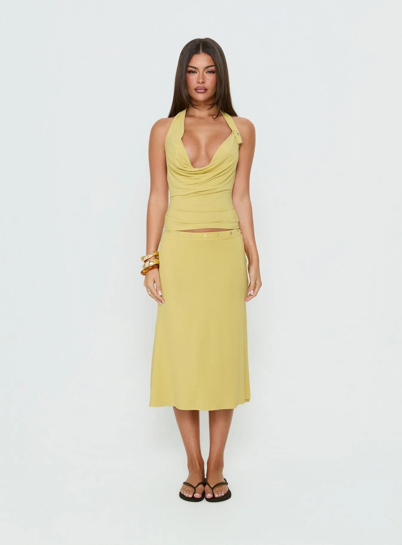 Esperia Halter Cowl Neck Top Green - Image 7