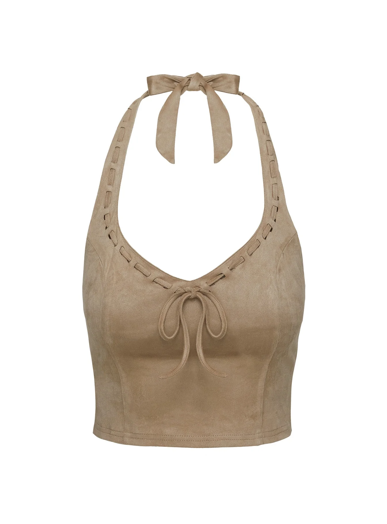 Eternal Youth Faux Suede Top Taupe - Image 5
