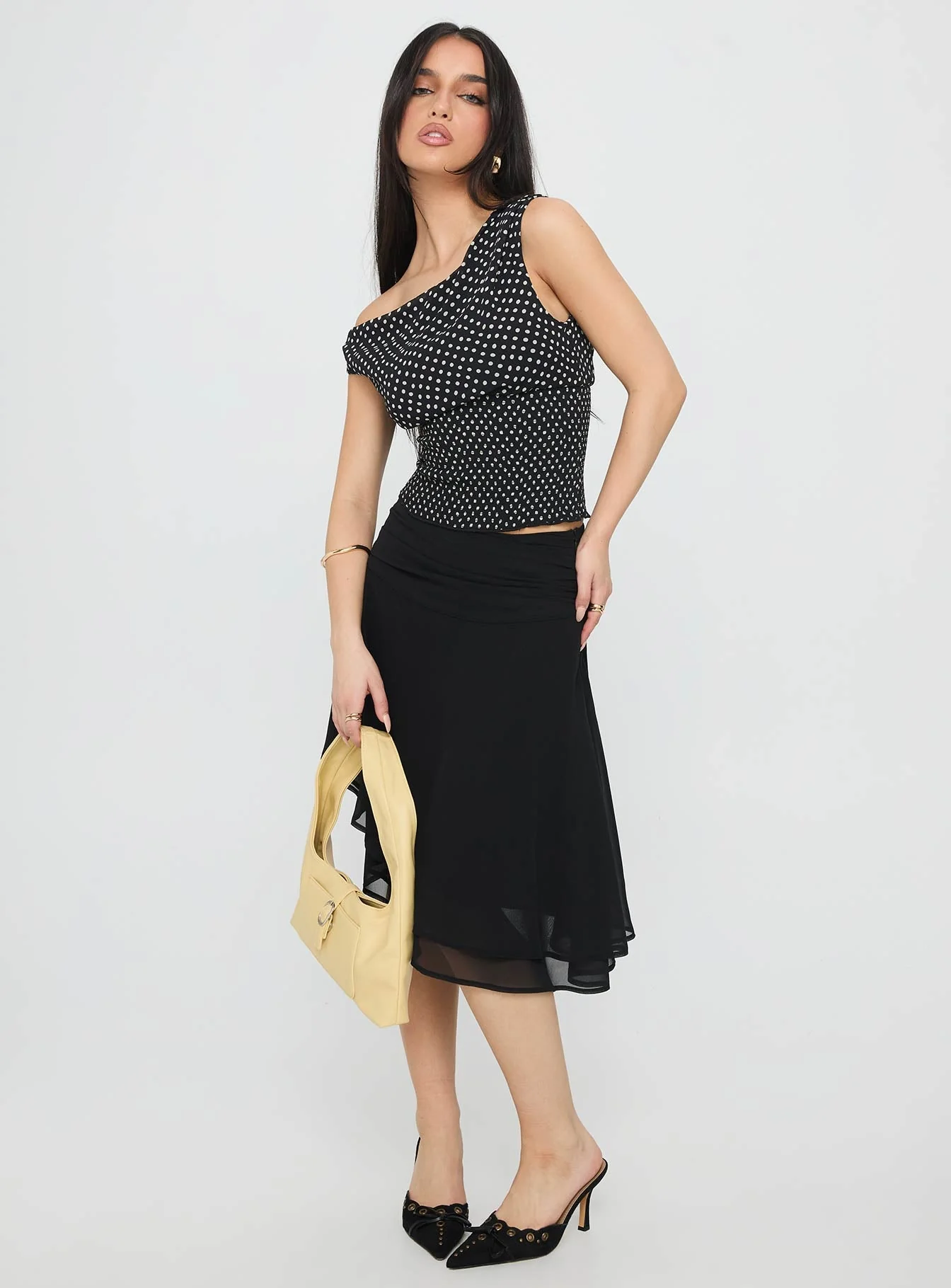 Evanescence Asymmetrical Midi Skirt Black - Image 2