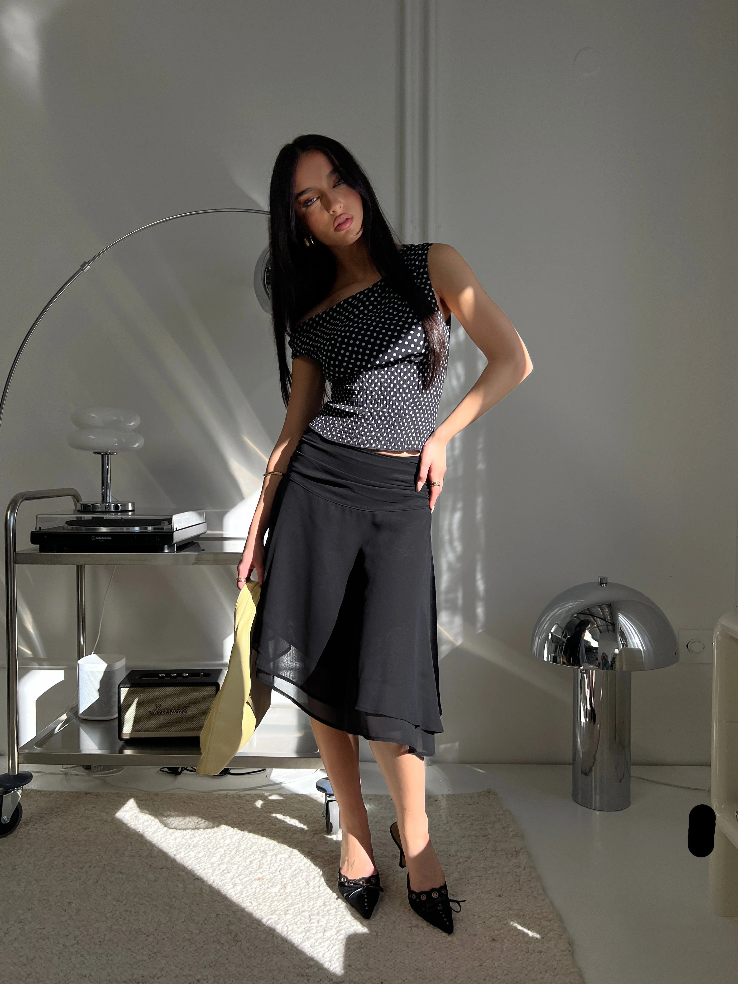 Evanescence Asymmetrical Midi Skirt Black - Image 8