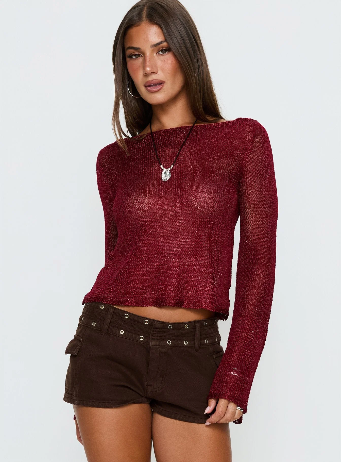 Evanne Long Sleeve Knit Top Red - Image 2