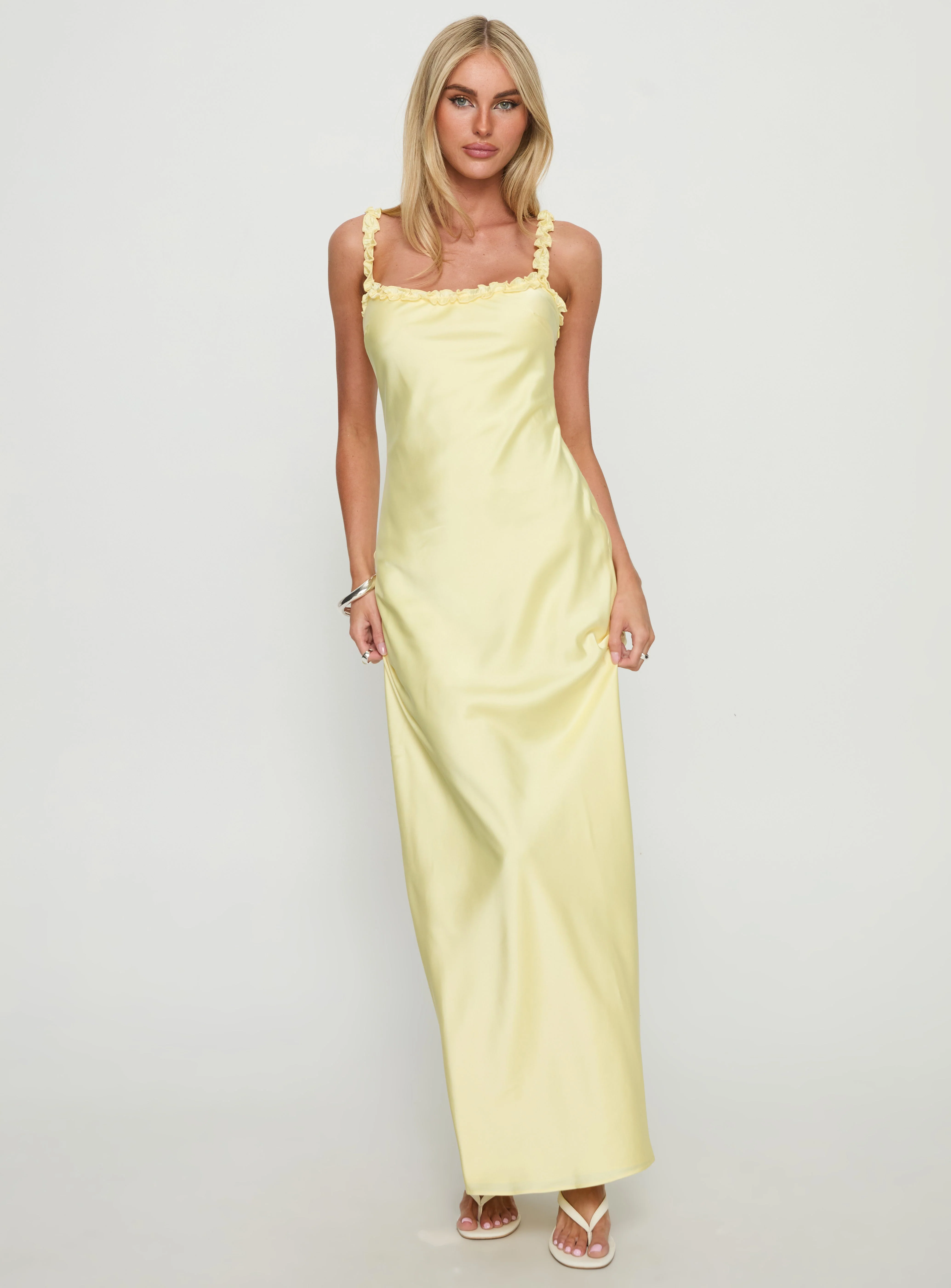 Everlea Frill Maxi Dress Yellow - Image 2