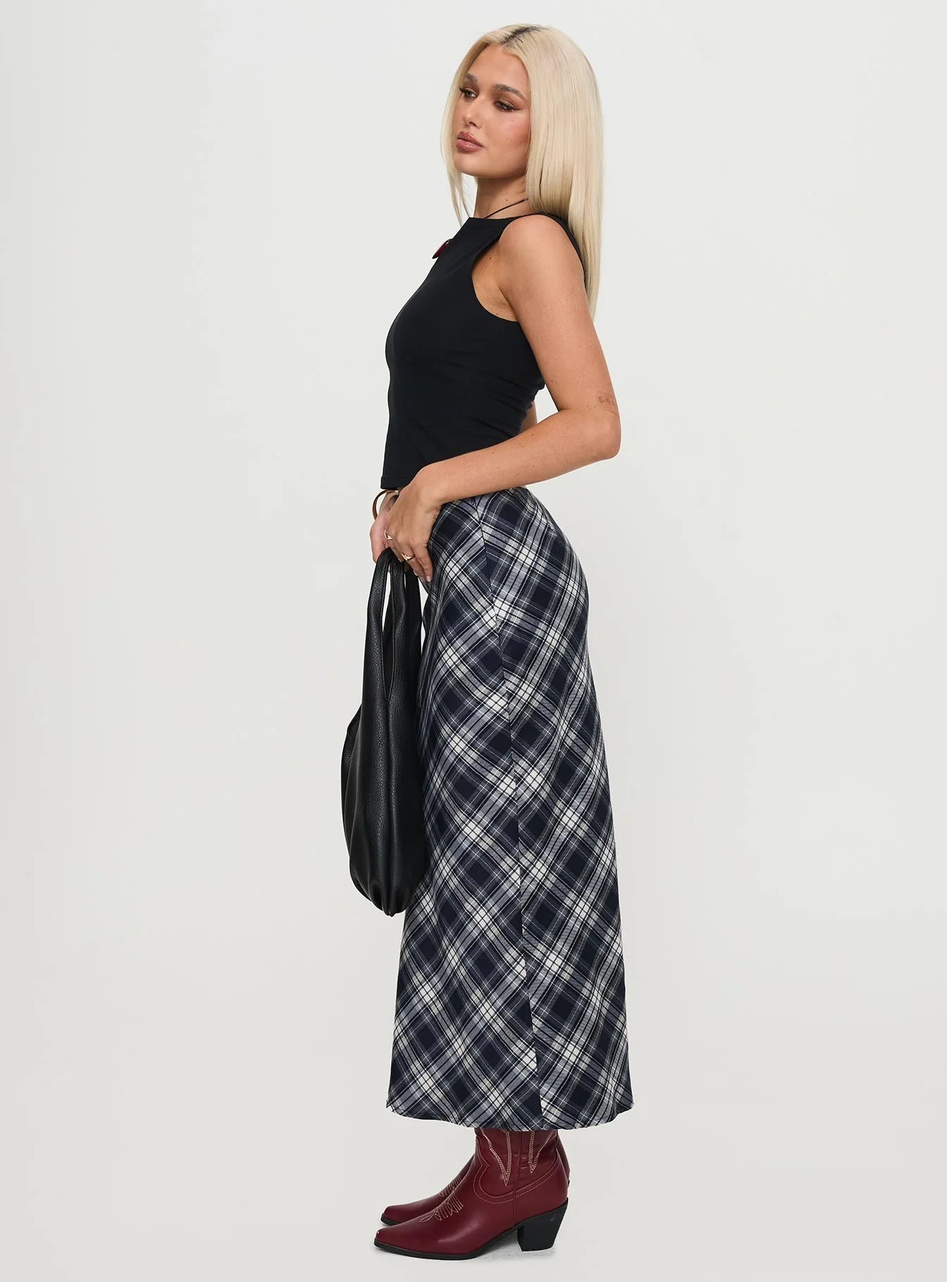 Everlie Low Waist Maxi Skirt Check Multi Petite - Image 4