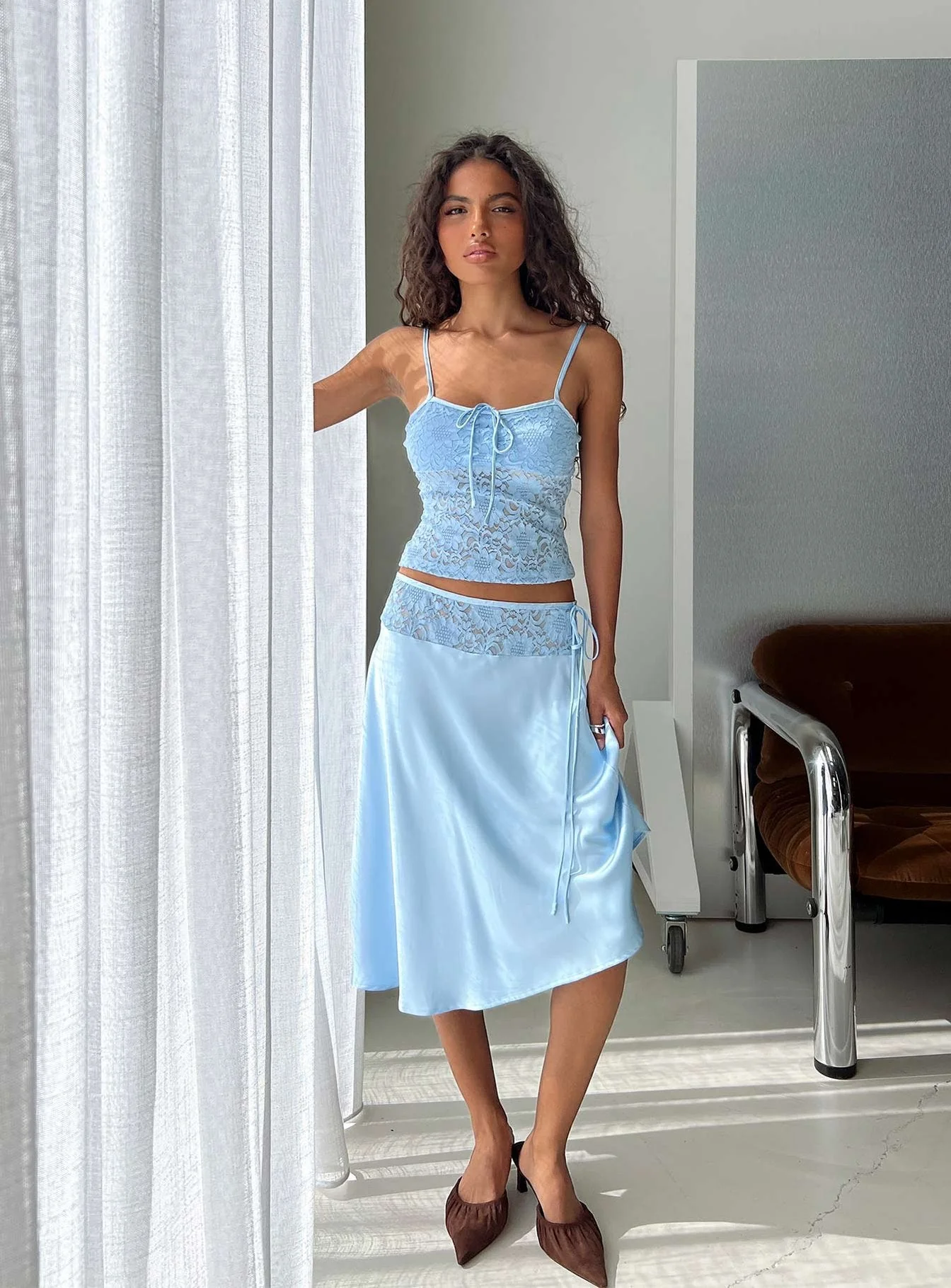 Evlin Lace Cami Top Blue - Image 8