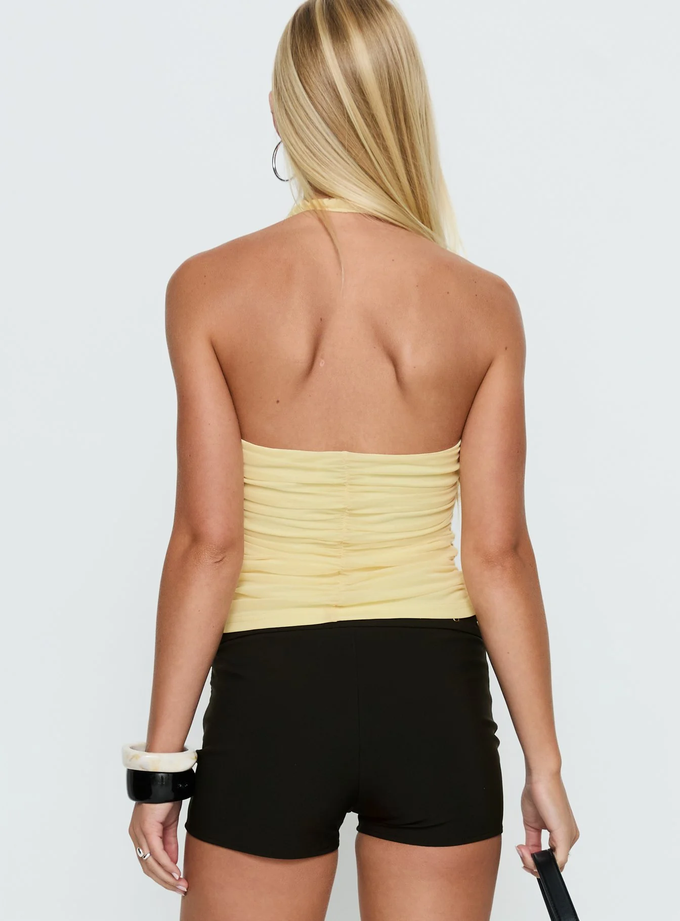 Eye Candy Ruched Halter Top Lemon - Image 4