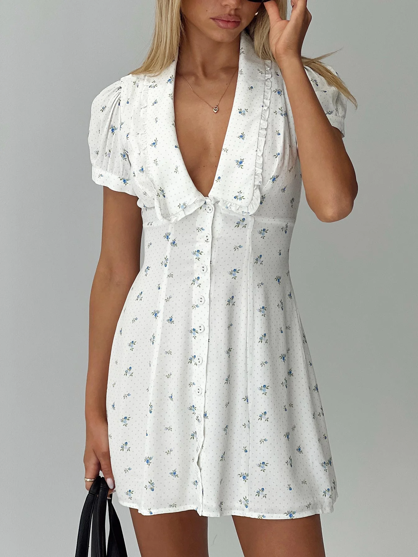Fabiola Collared Mini Dress Floral - Image 8