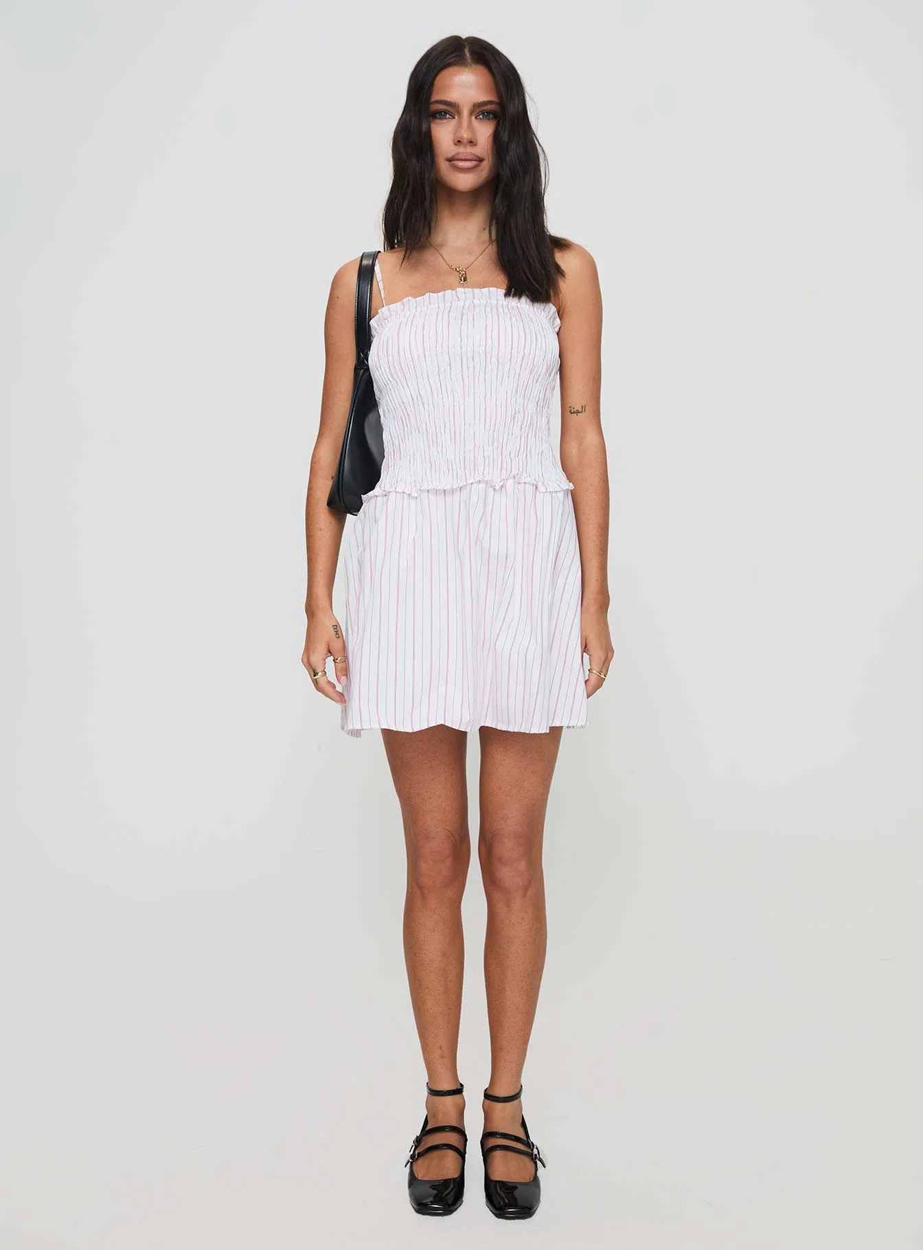Fabray Shirred Stripe Mini Dress Red / White - Image 7