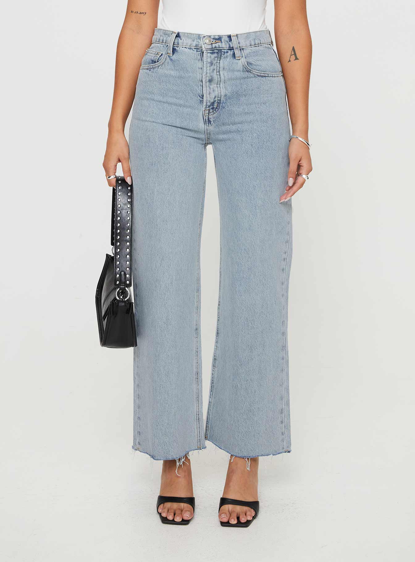 Fawcett High Rise Straight Leg Jeans Light Blue Wash Denim Tall - Image 2