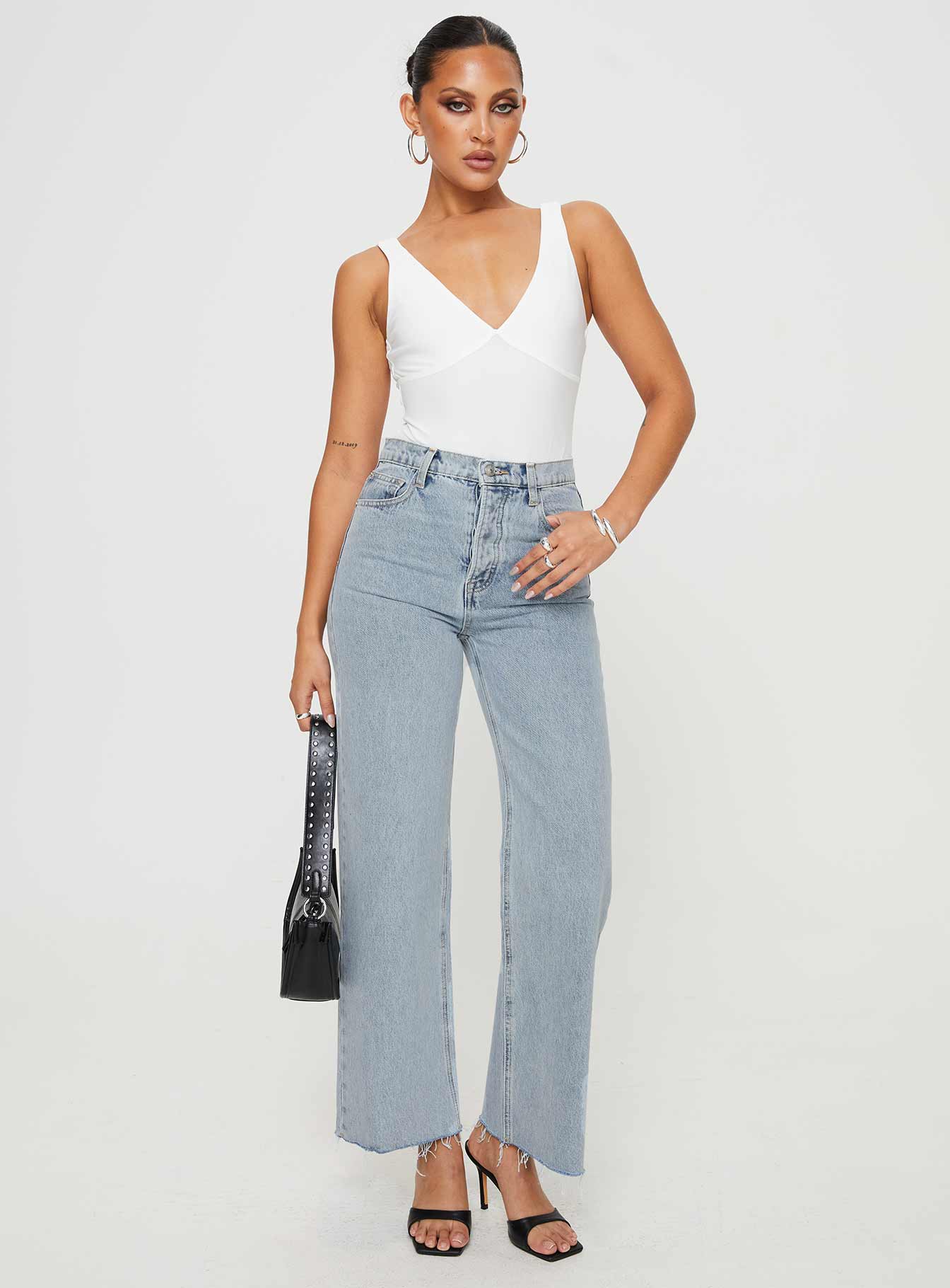 Fawcett High Rise Straight Leg Jeans Light Blue Wash Denim Tall - Image 3