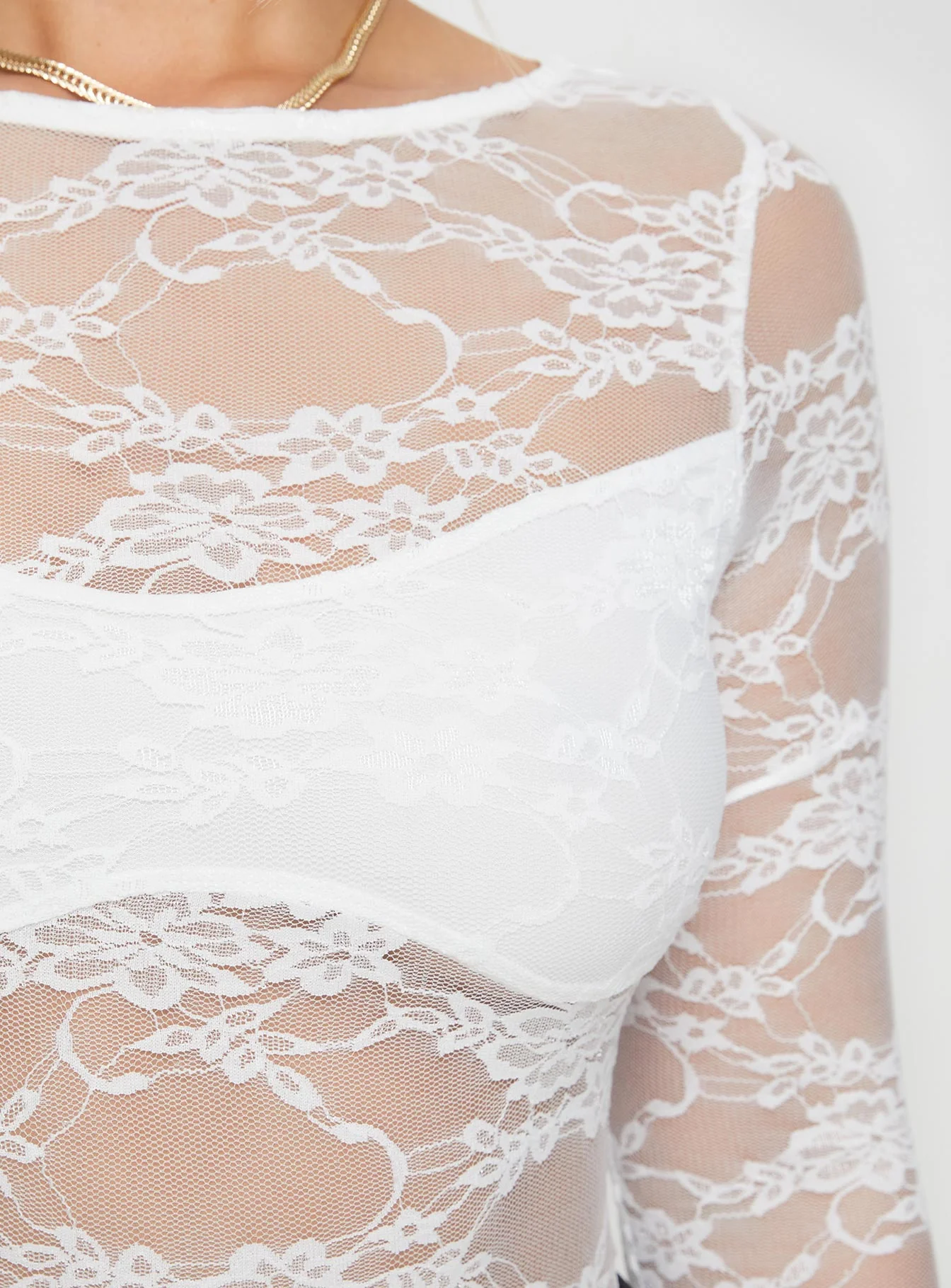Feelix Long Sleeve Lace Bodysuit White - Image 6