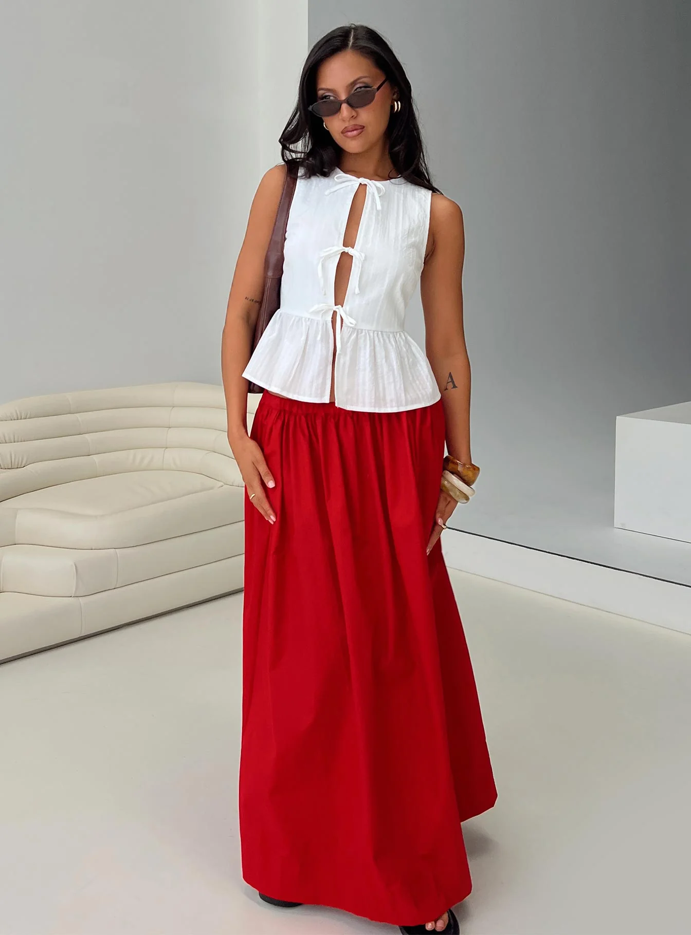 Felipa Maxi Skirt Red - Image 8
