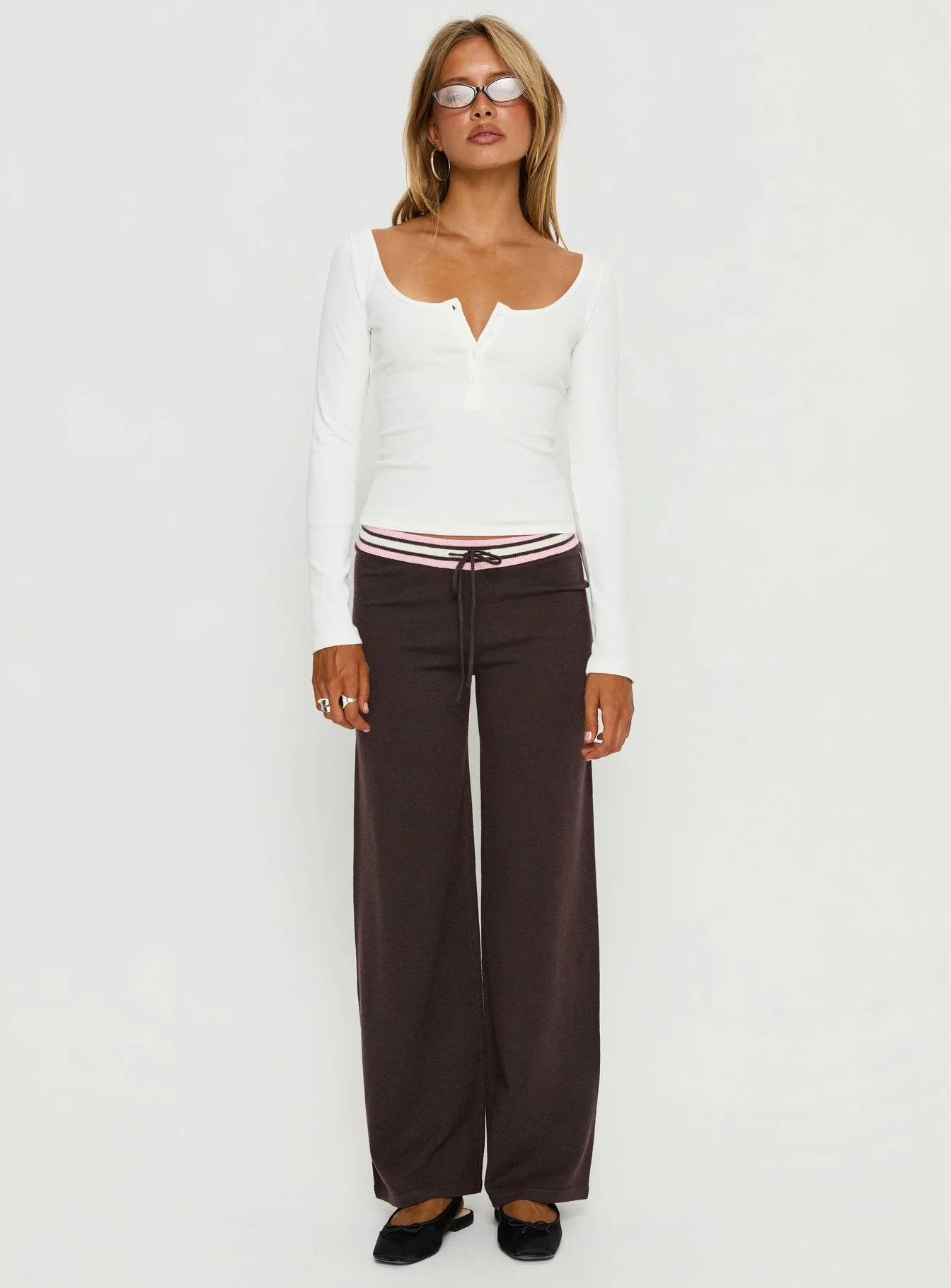 Felisha Low Waist Knit Pants Brown - Image 7