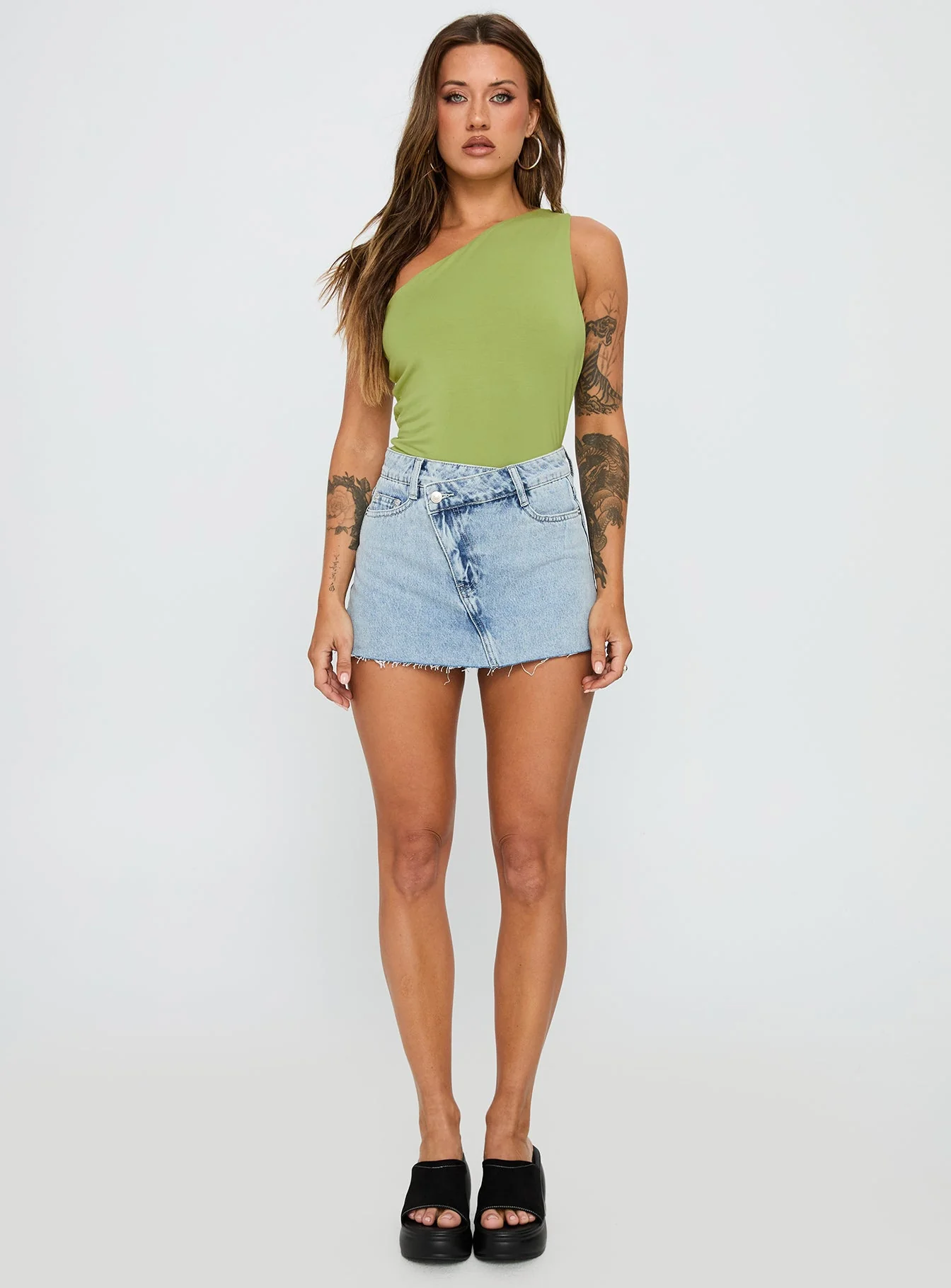 Ferrera One Shoulder Bodysuit Green - Image 8