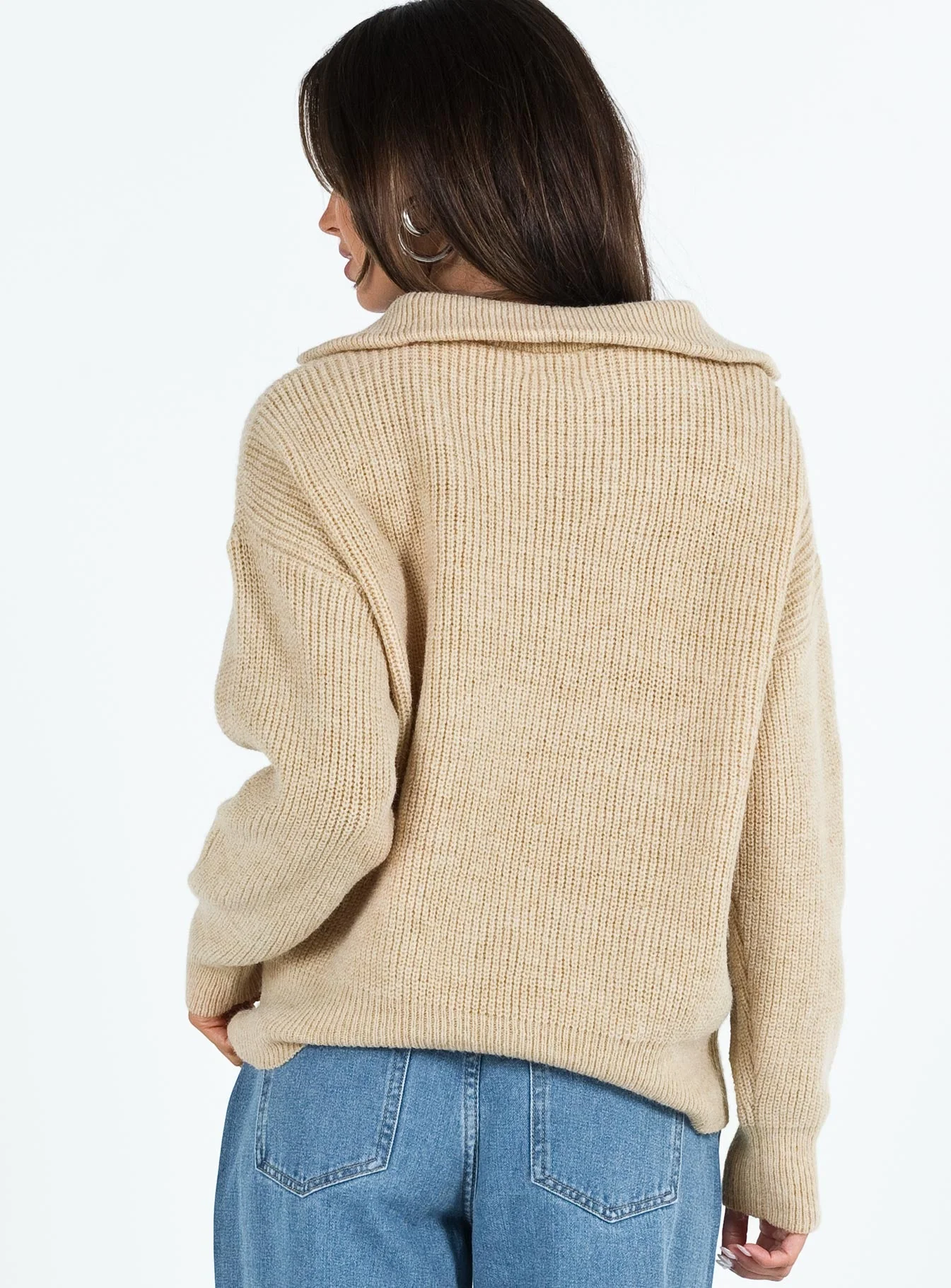 Ferry Zip Front Sweater Beige - Image 5