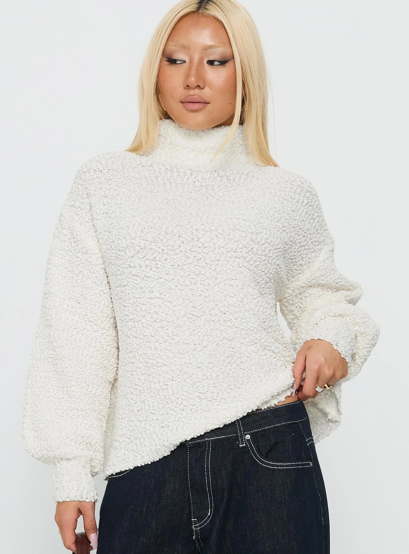 Feyre Boucle Jumper Ivory - Image 10