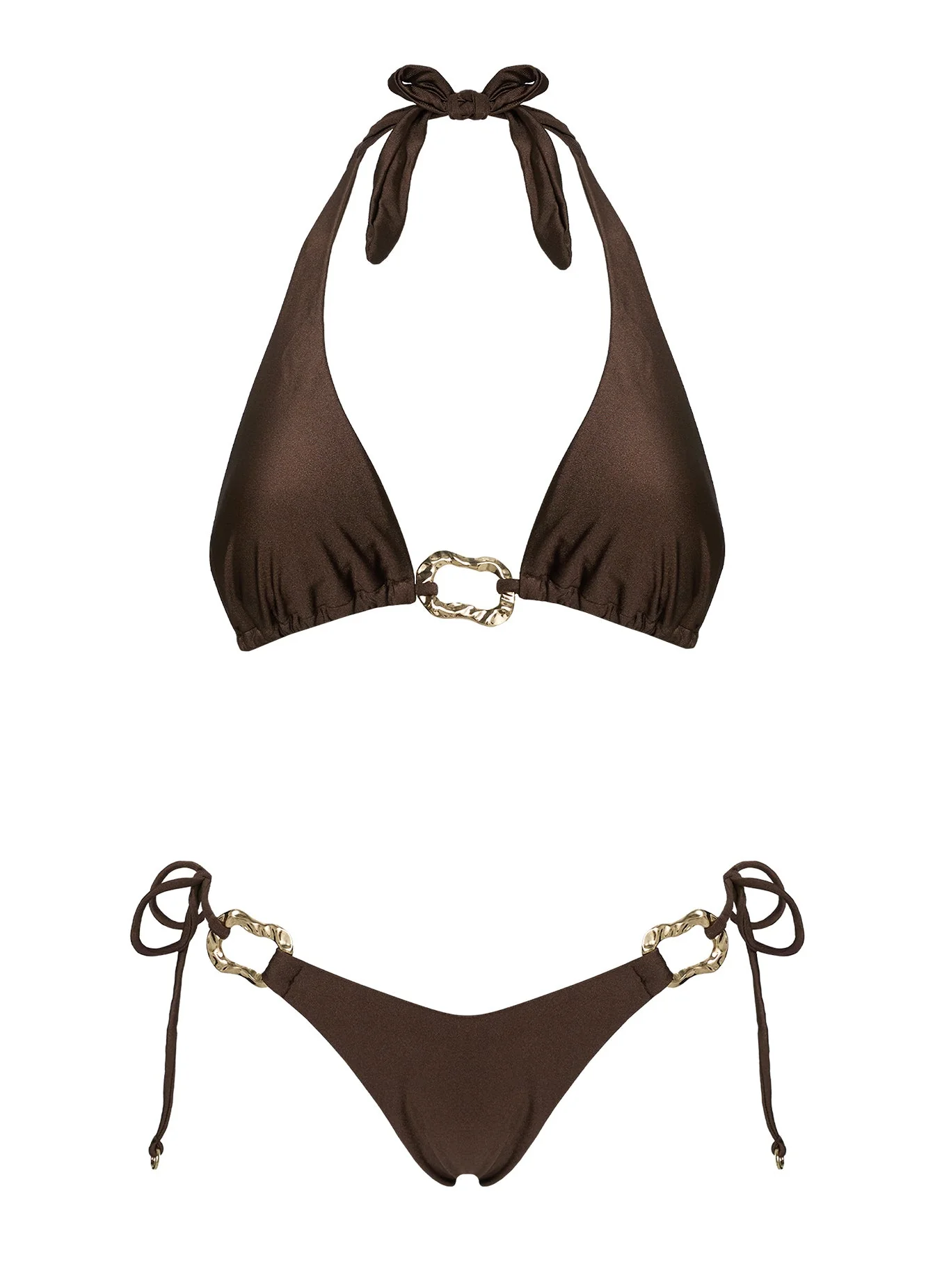 Fianna Hardware Tie Side Bikini Bottoms Brown - Image 5
