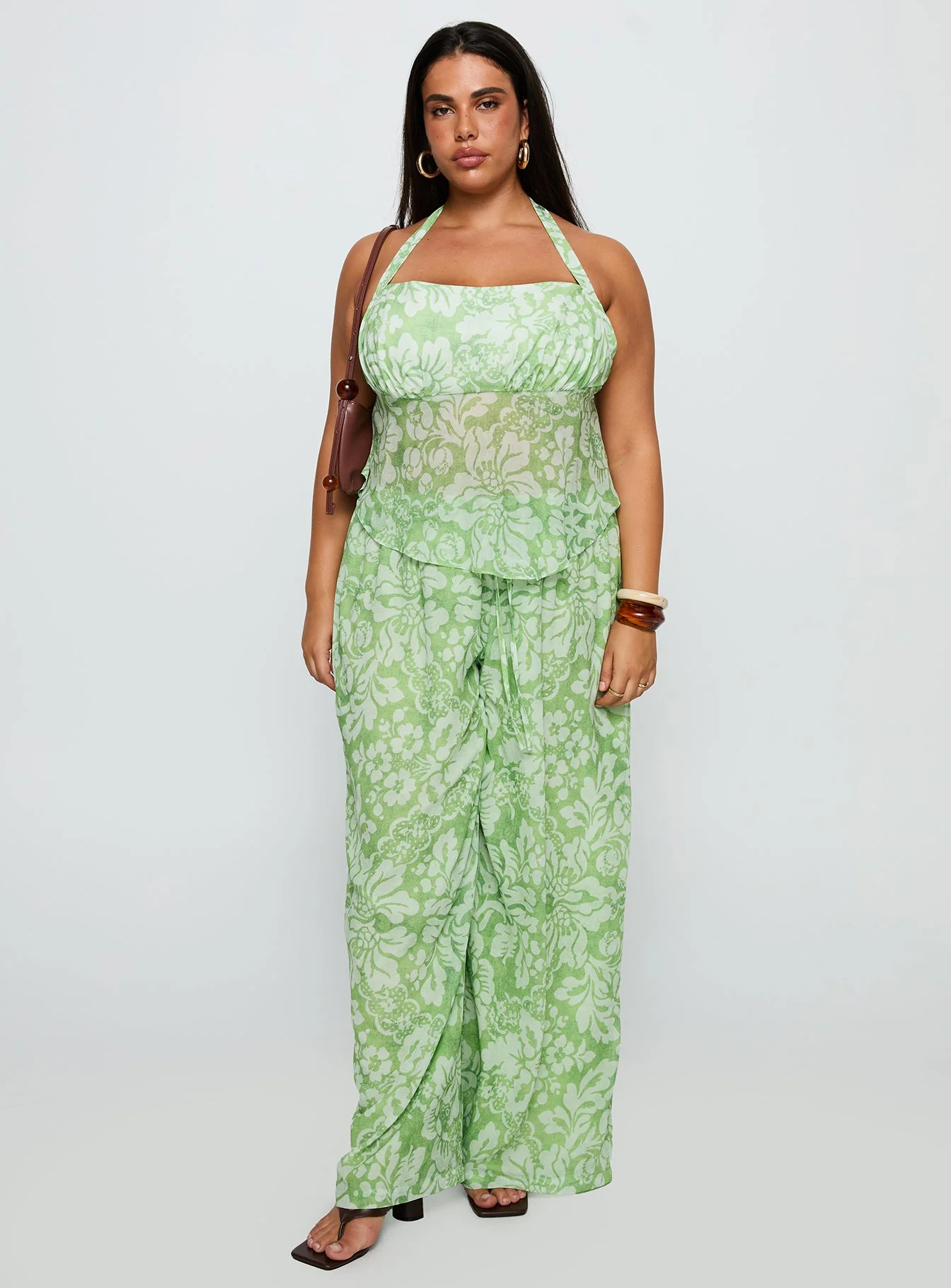 Finesse Pants Green Floral Curve - Image 3