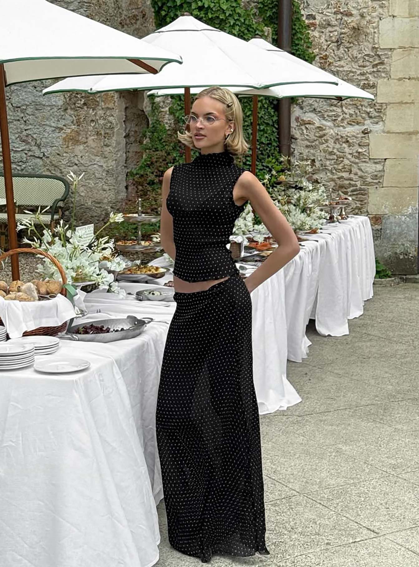 Ford Maxi Skirt Onyx Polka Dot - Image 12