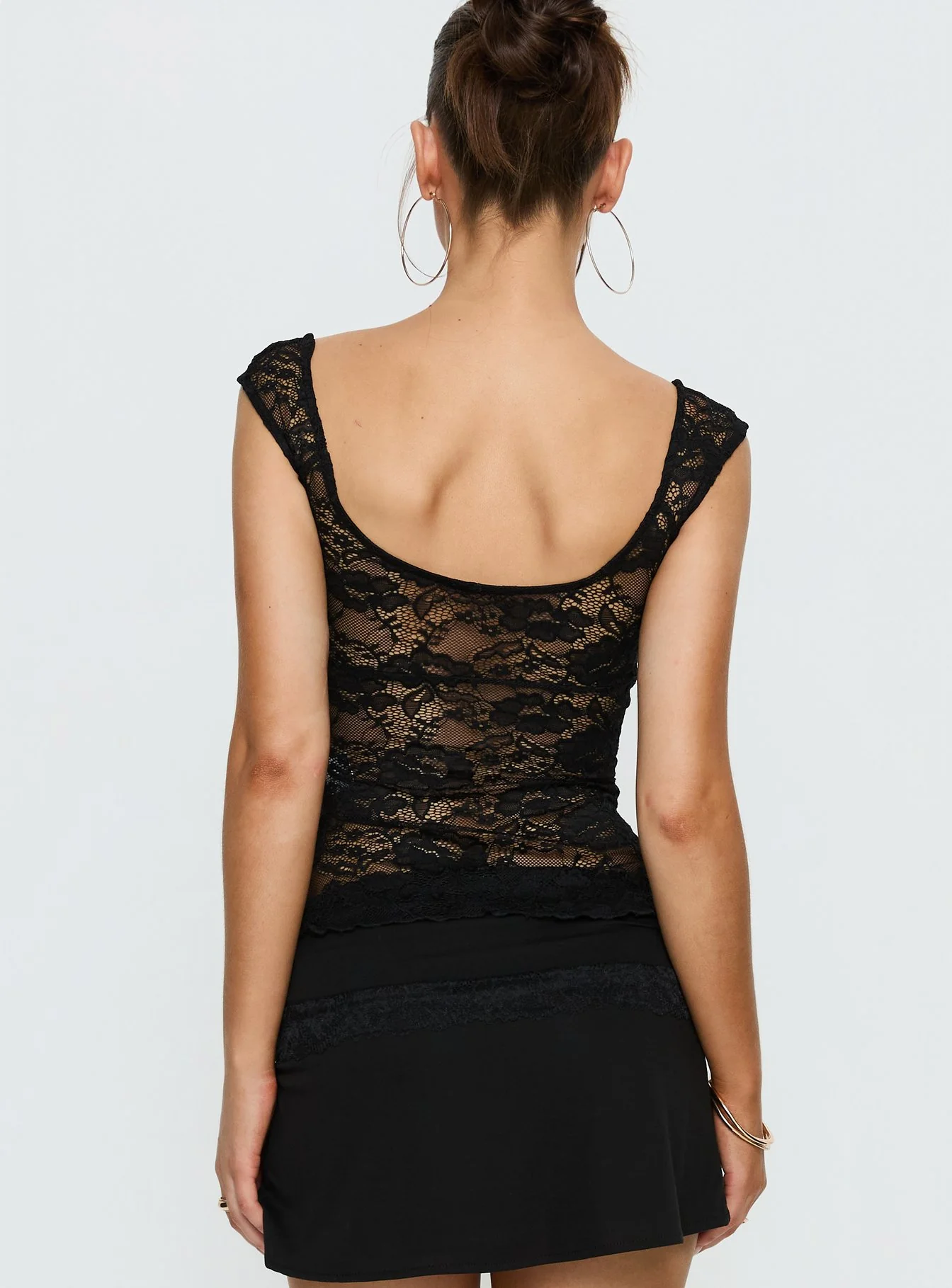 Francyne Lace Keyhole Top Black - Image 5