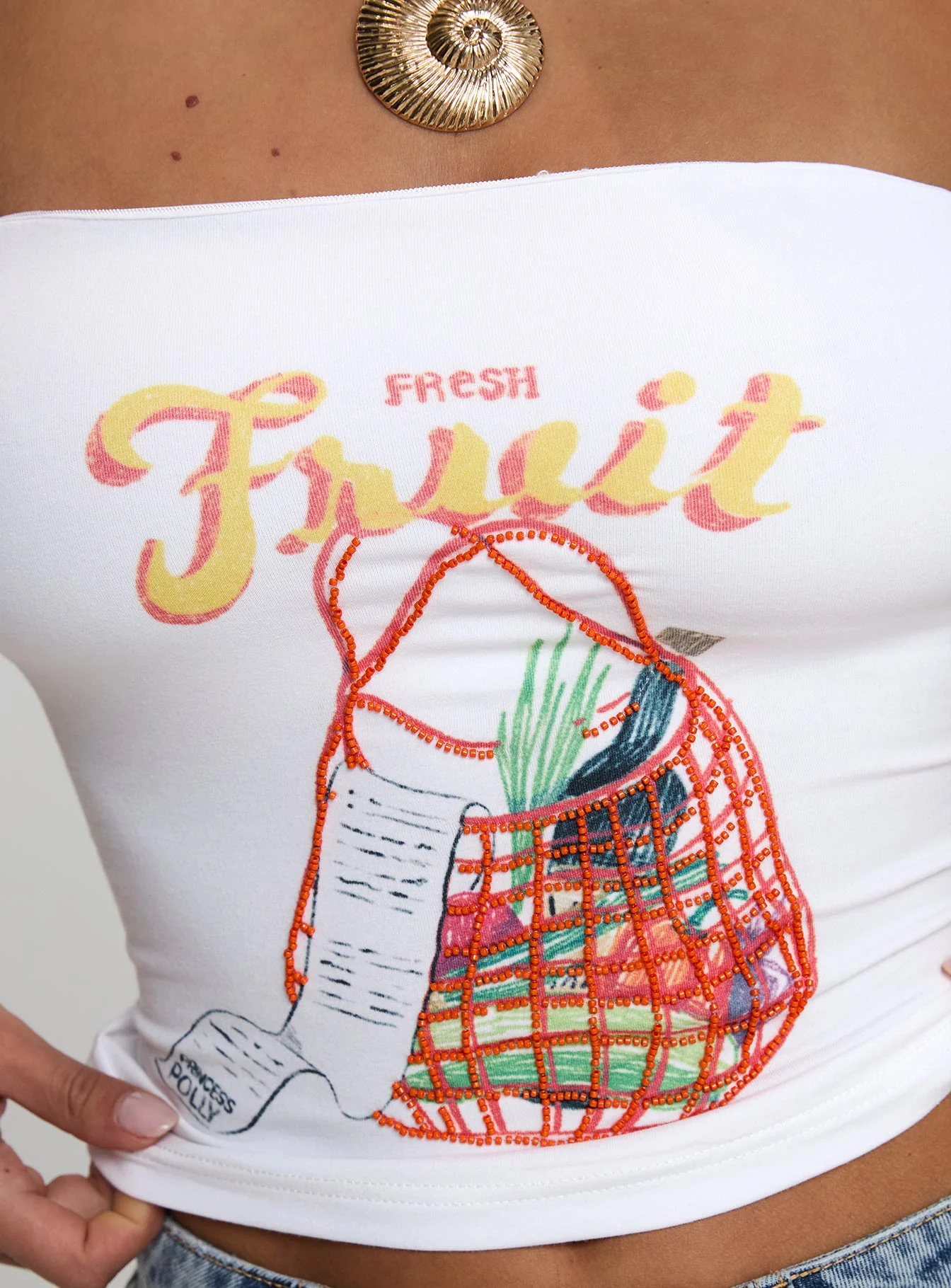 Fresh Fruit Strapless Top Ivory - Image 6