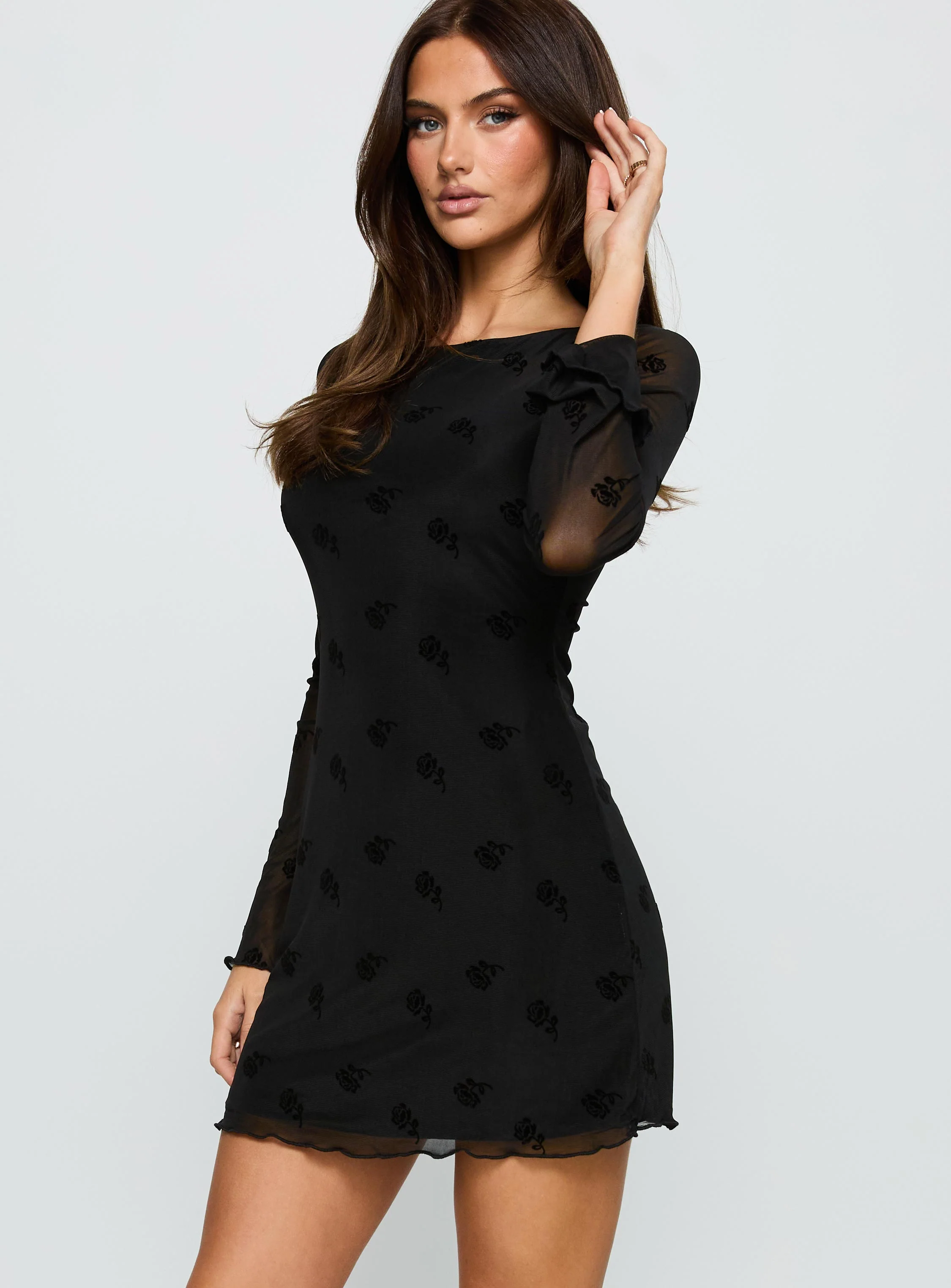 Full Moon Long Sleeve Mini Dress Black - Image 3