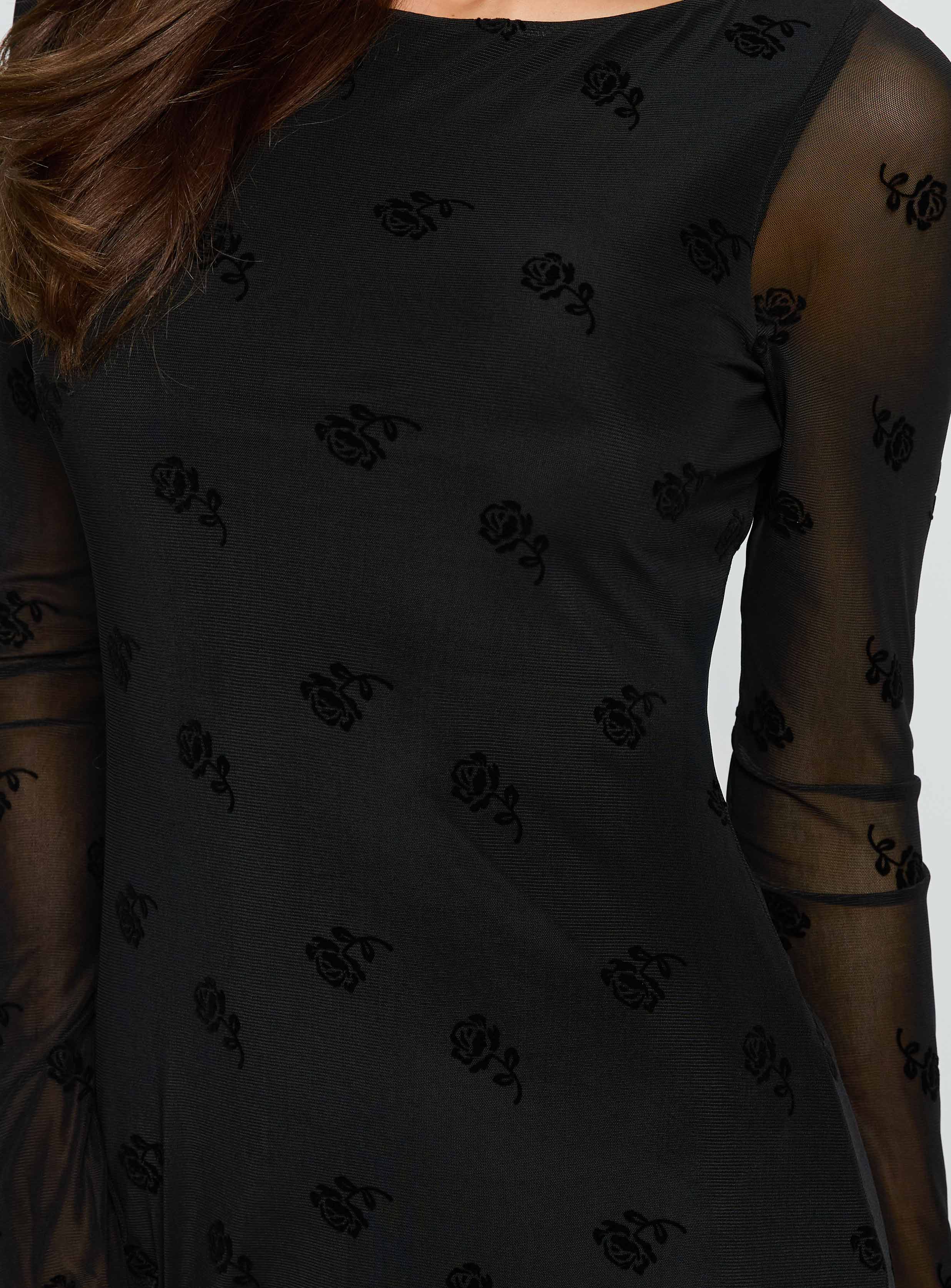 Full Moon Long Sleeve Mini Dress Black - Image 5