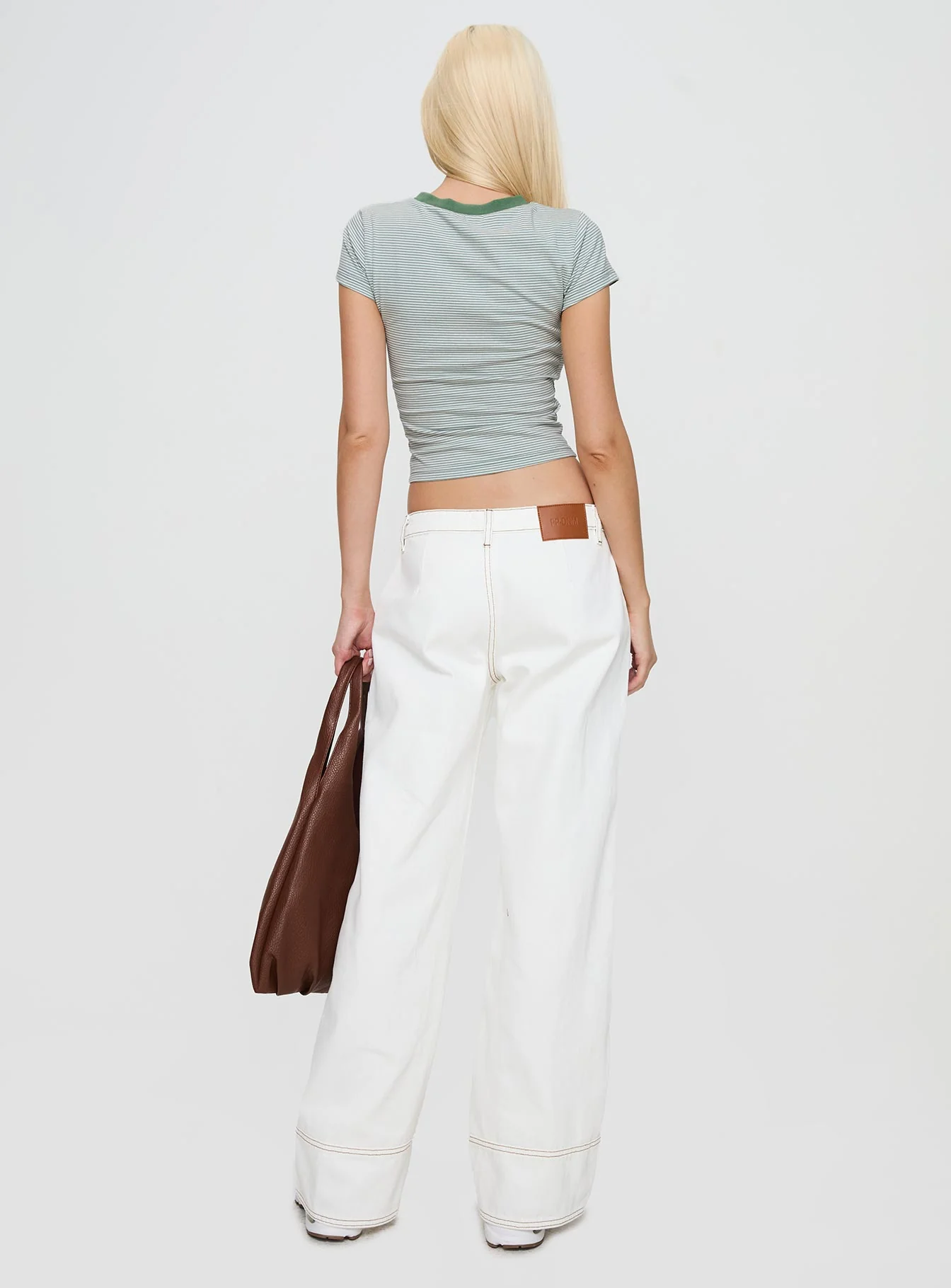 Gage Contrast Stitch Jeans White - Image 5
