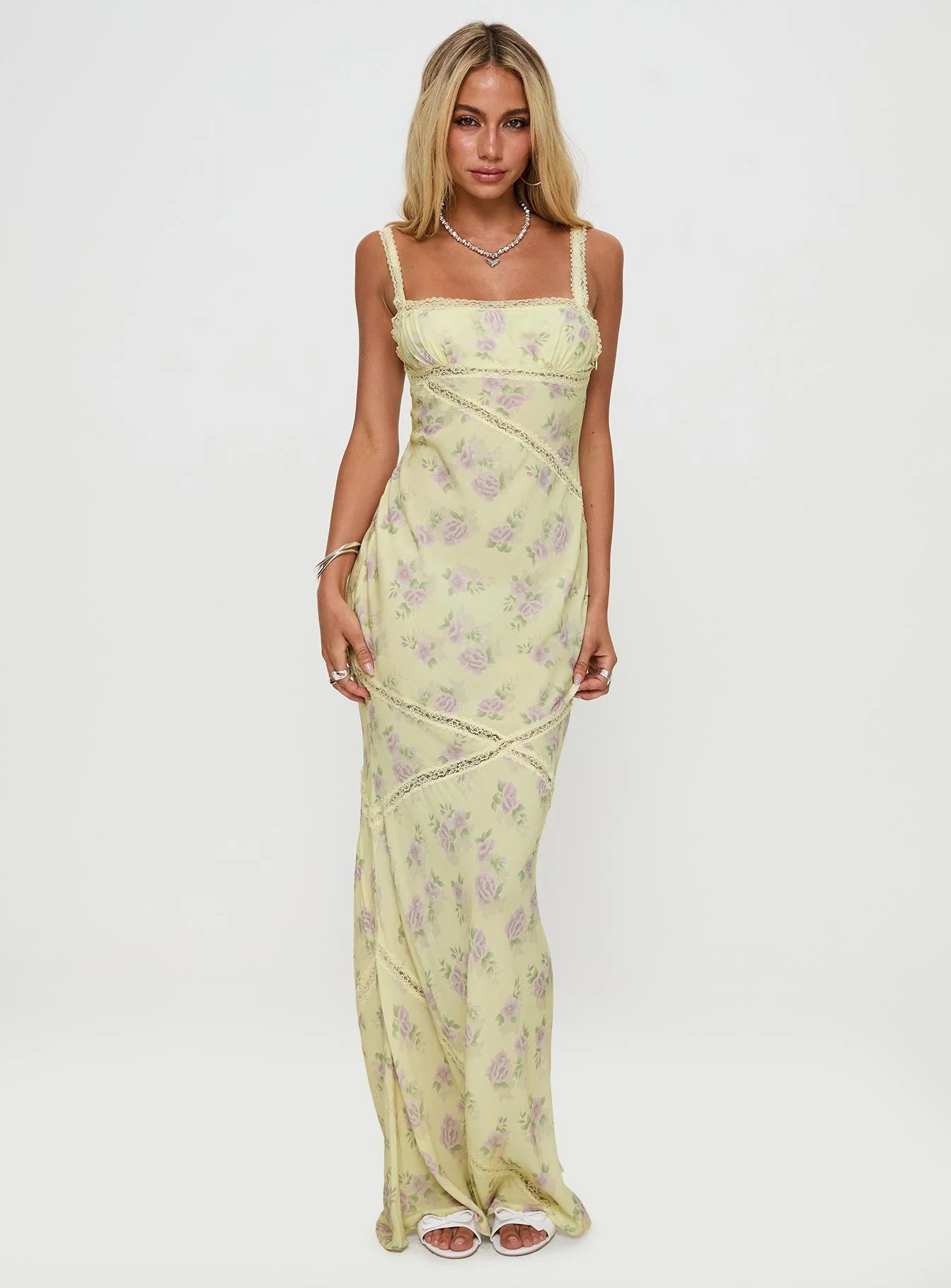 Gardens Of Babylon Lace Maxi Dress Lemon Floral - Image 3