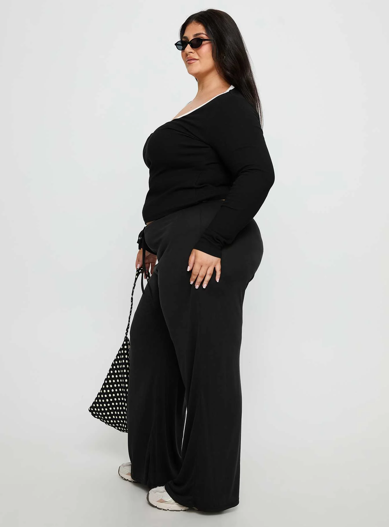 Gavrielle Jersey Wide Leg Pants Black Curve - Image 4