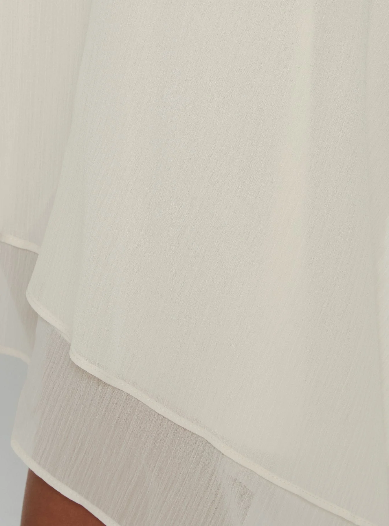 Gemmina Asymmetrical Chiffon Mini Skirt Cream - Image 6