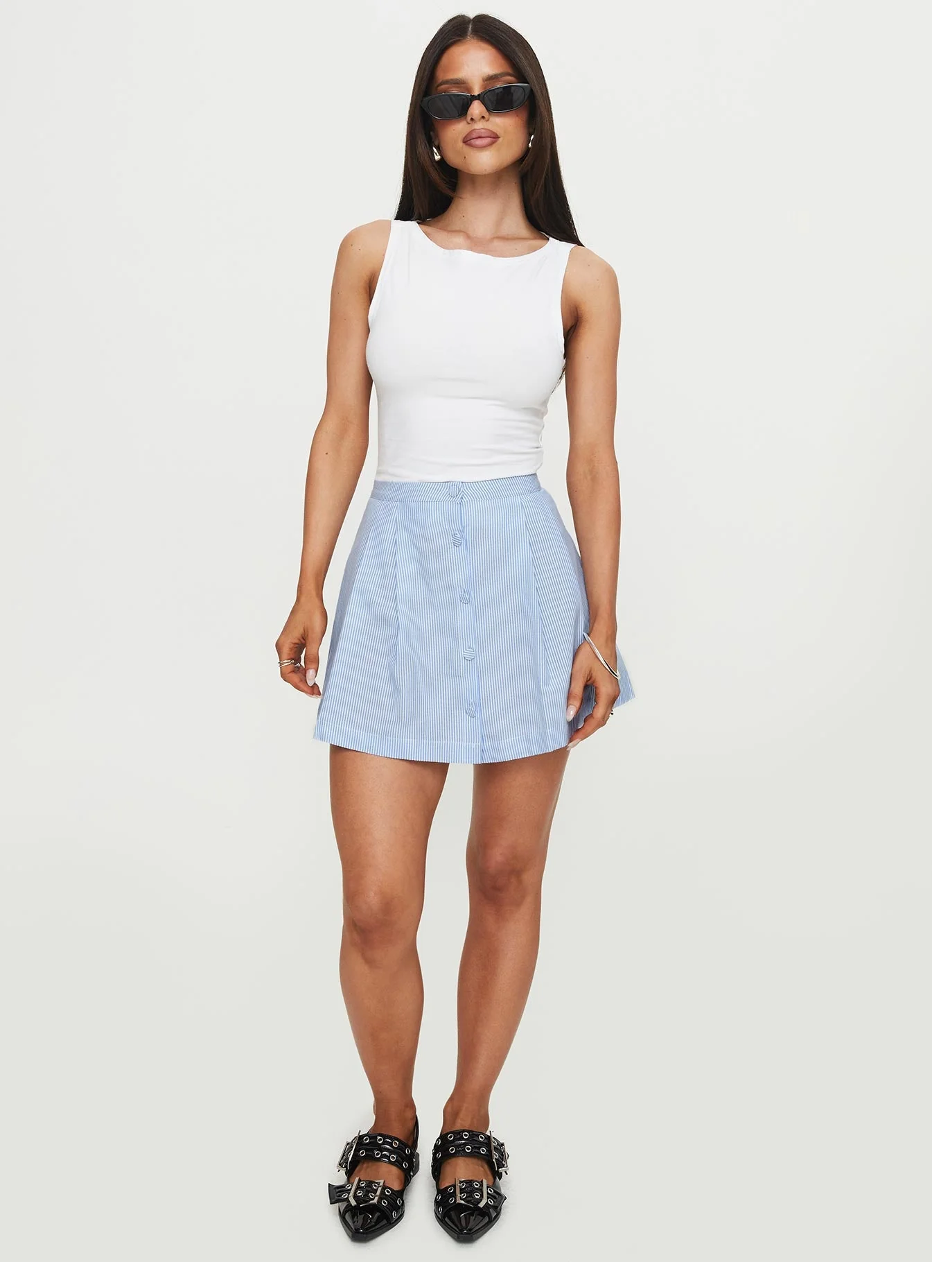 Ginnifer Pleated Mini Skirt Stripe - Image 2