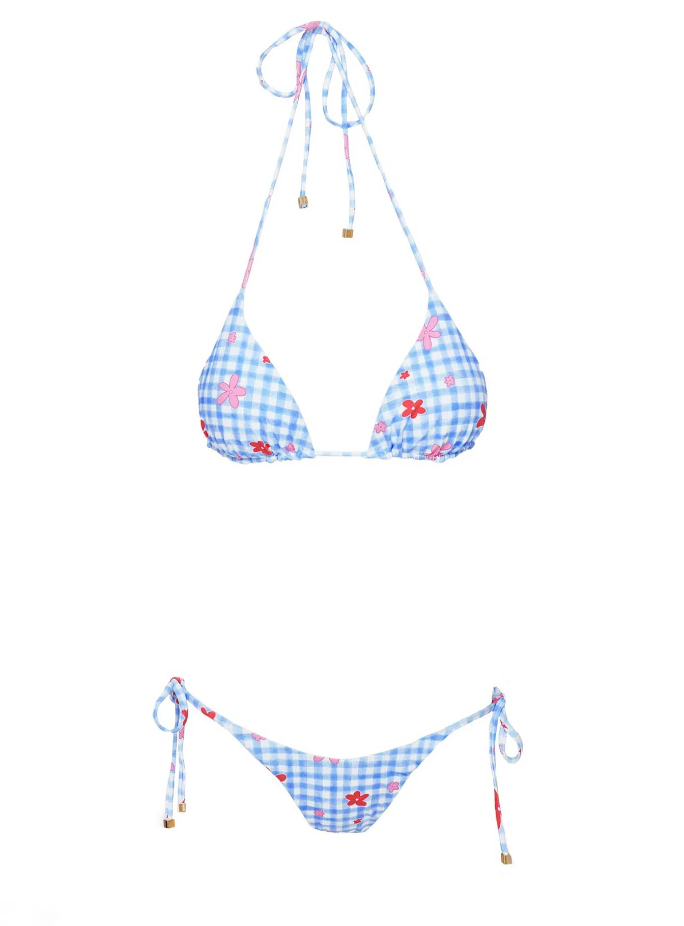 Glora Tie Side Bikini Bottom Gingham / Floral - Image 6