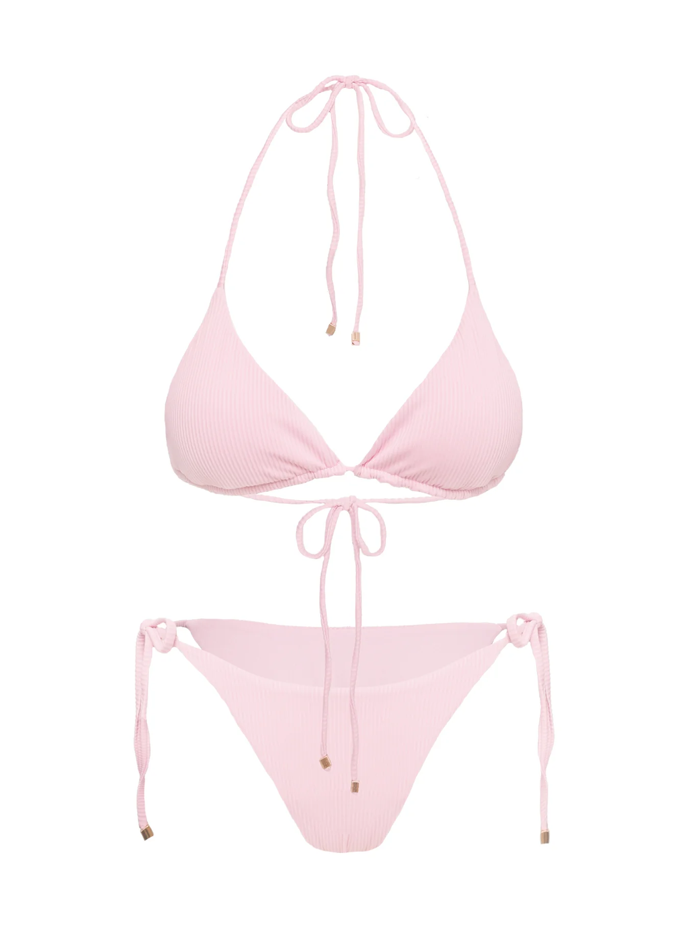 Glora Tie Side Ribbed Bikini Bottom Pale Pink - Image 5