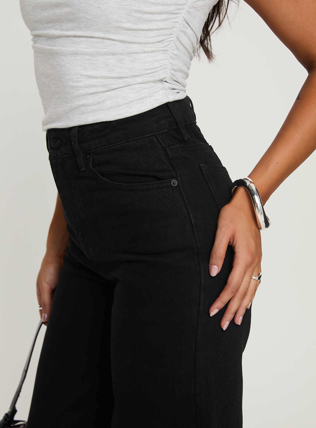 Goldie High Rise Wide Leg Jeans True Black - Image 6