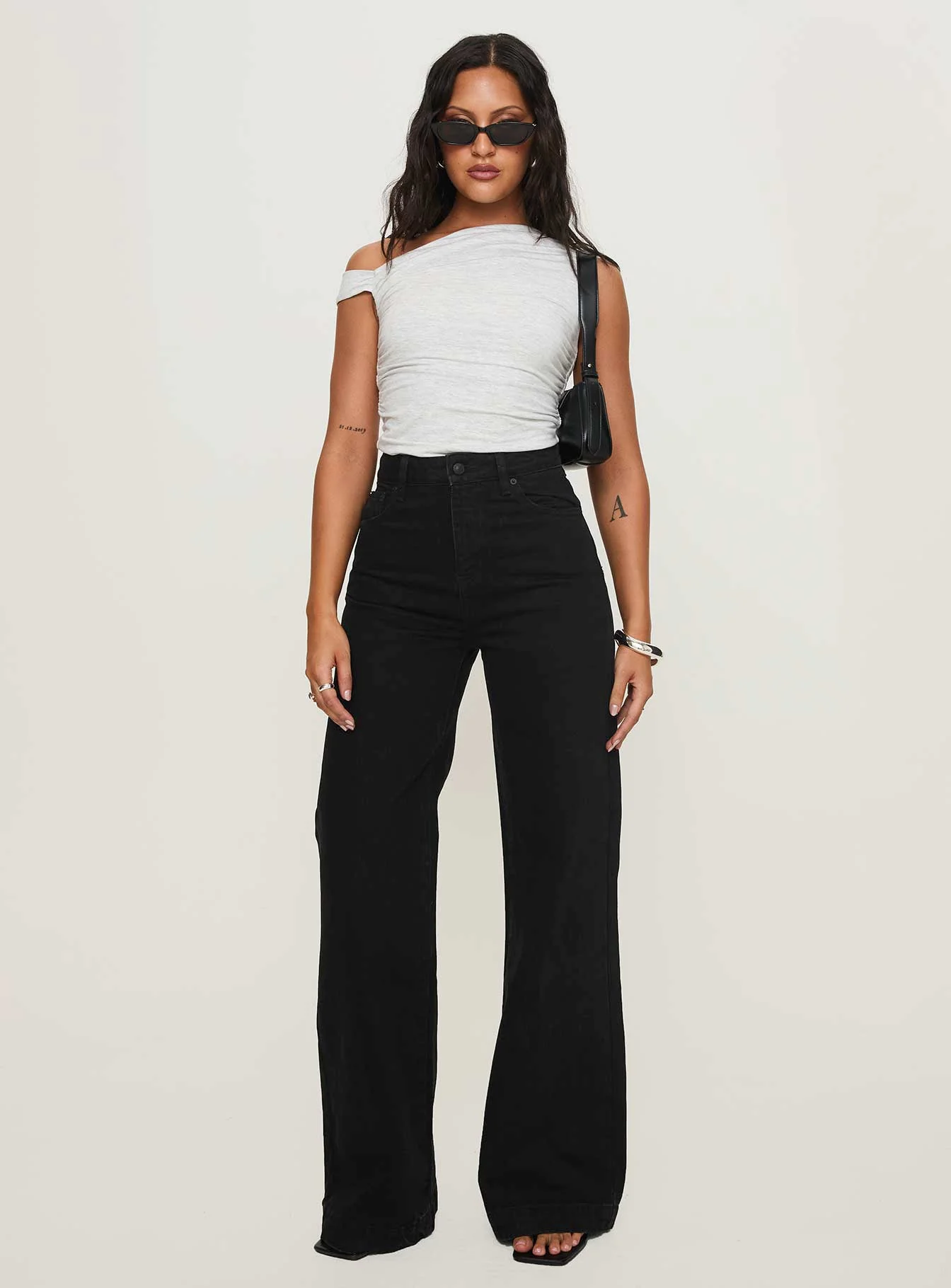 Goldie High Rise Wide Leg Jeans Black Tall - Image 3