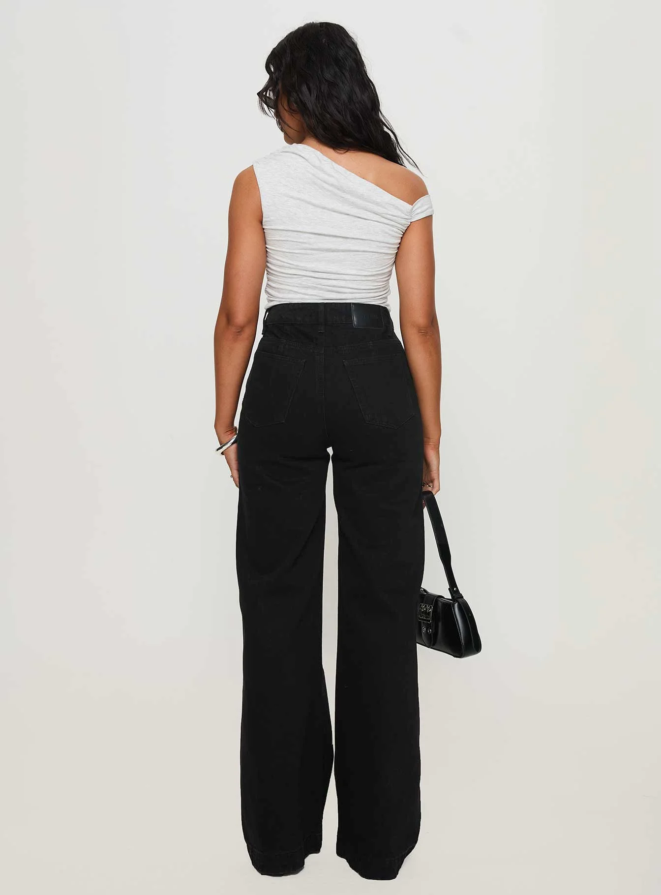 Goldie High Rise Wide Leg Jeans Black Tall - Image 6