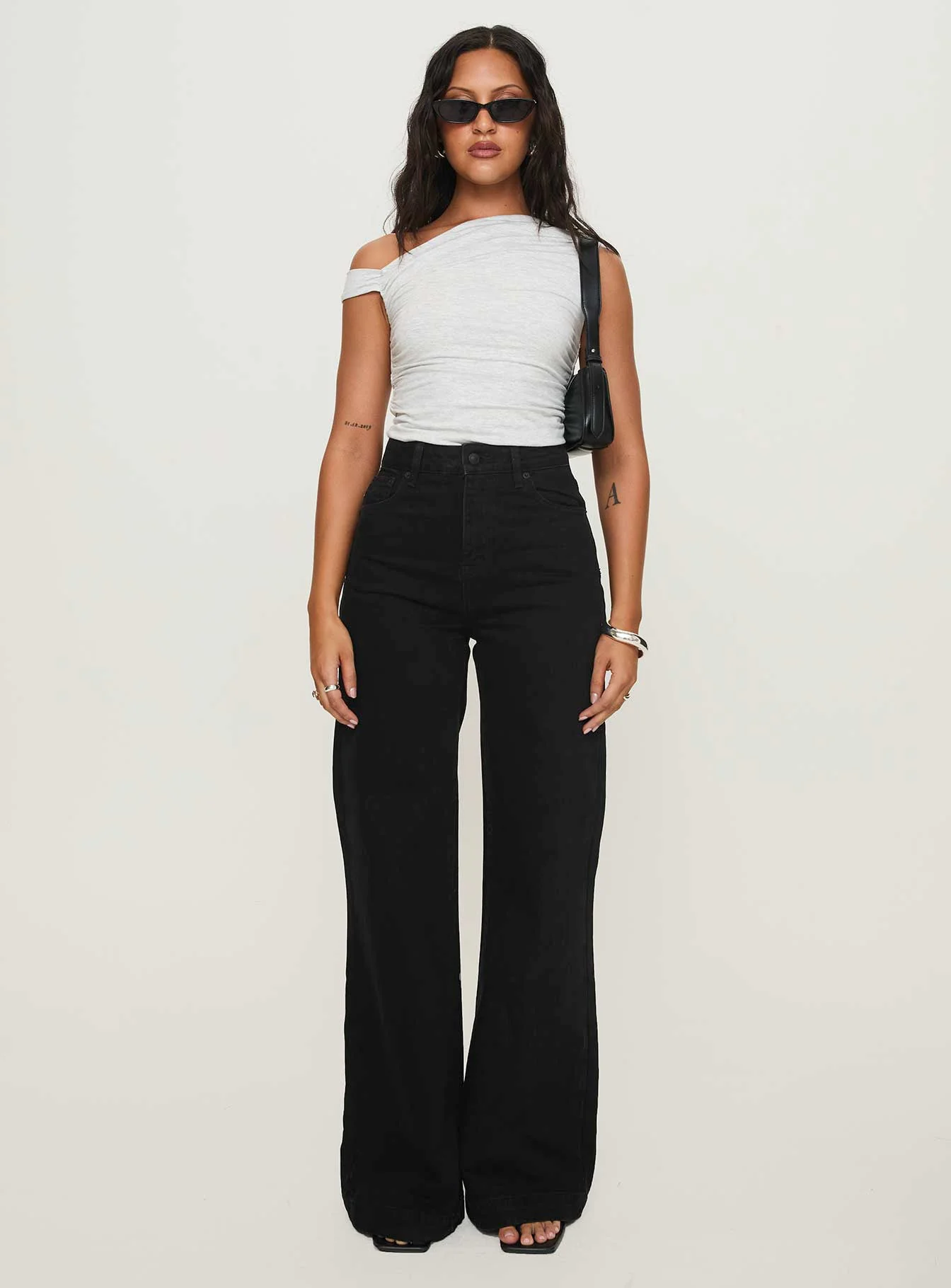 Goldie High Rise Wide Leg Jeans Black Tall - Image 8