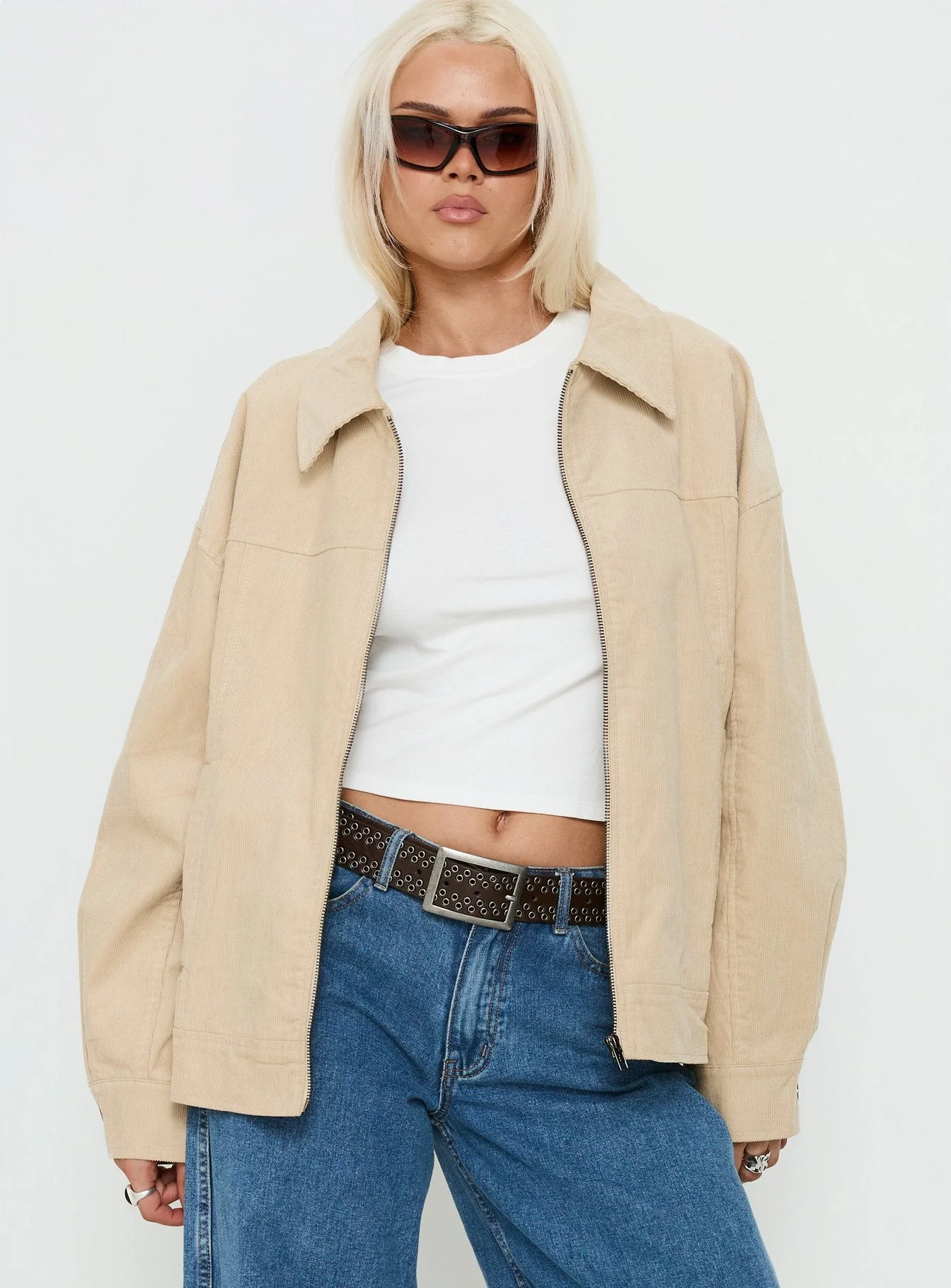 Goldsmith Corduroy Bomber Jacket Stone - Image 2