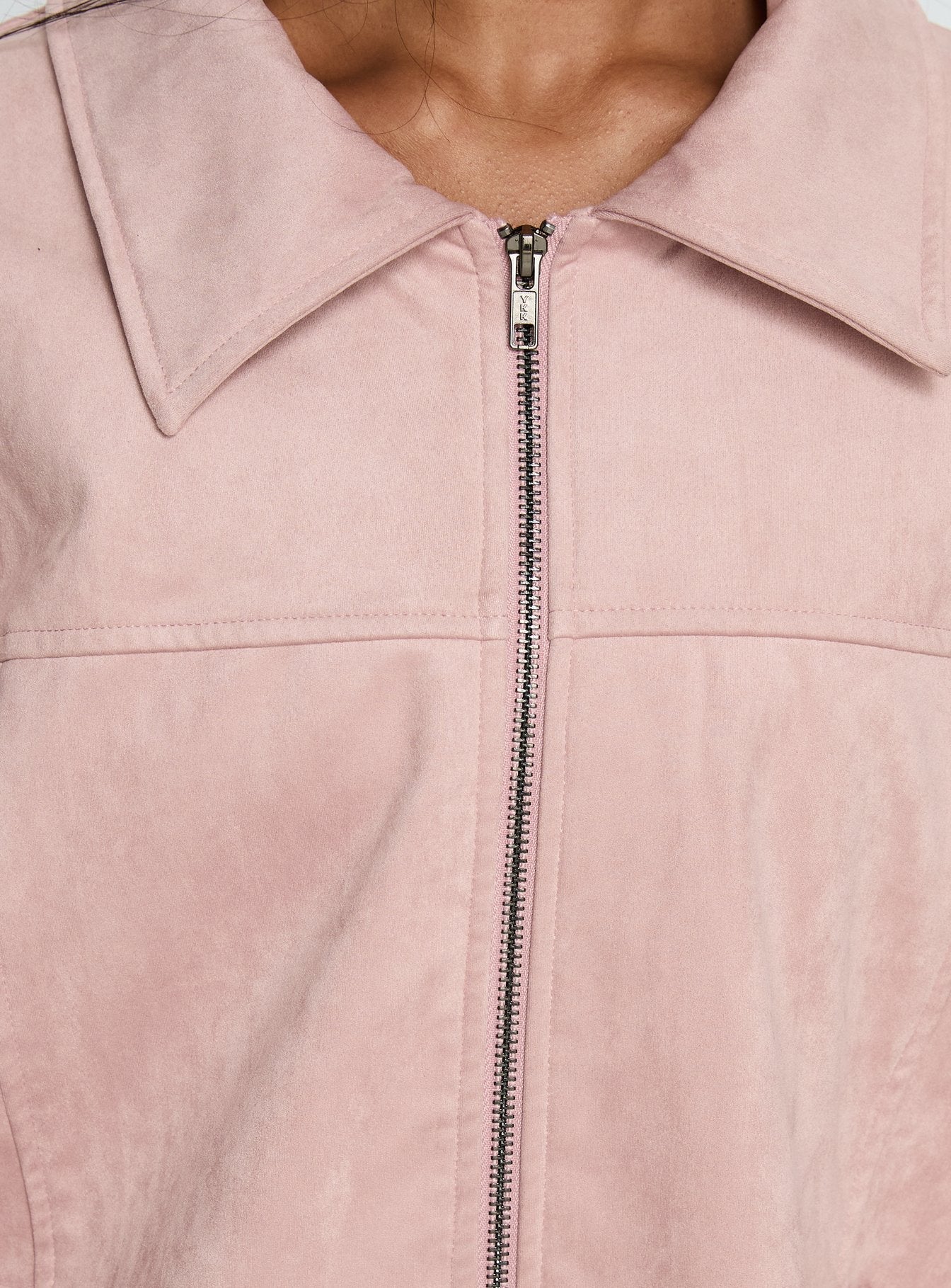 Goldsmith Faux Suede Bomber Jacket Pink - Image 6