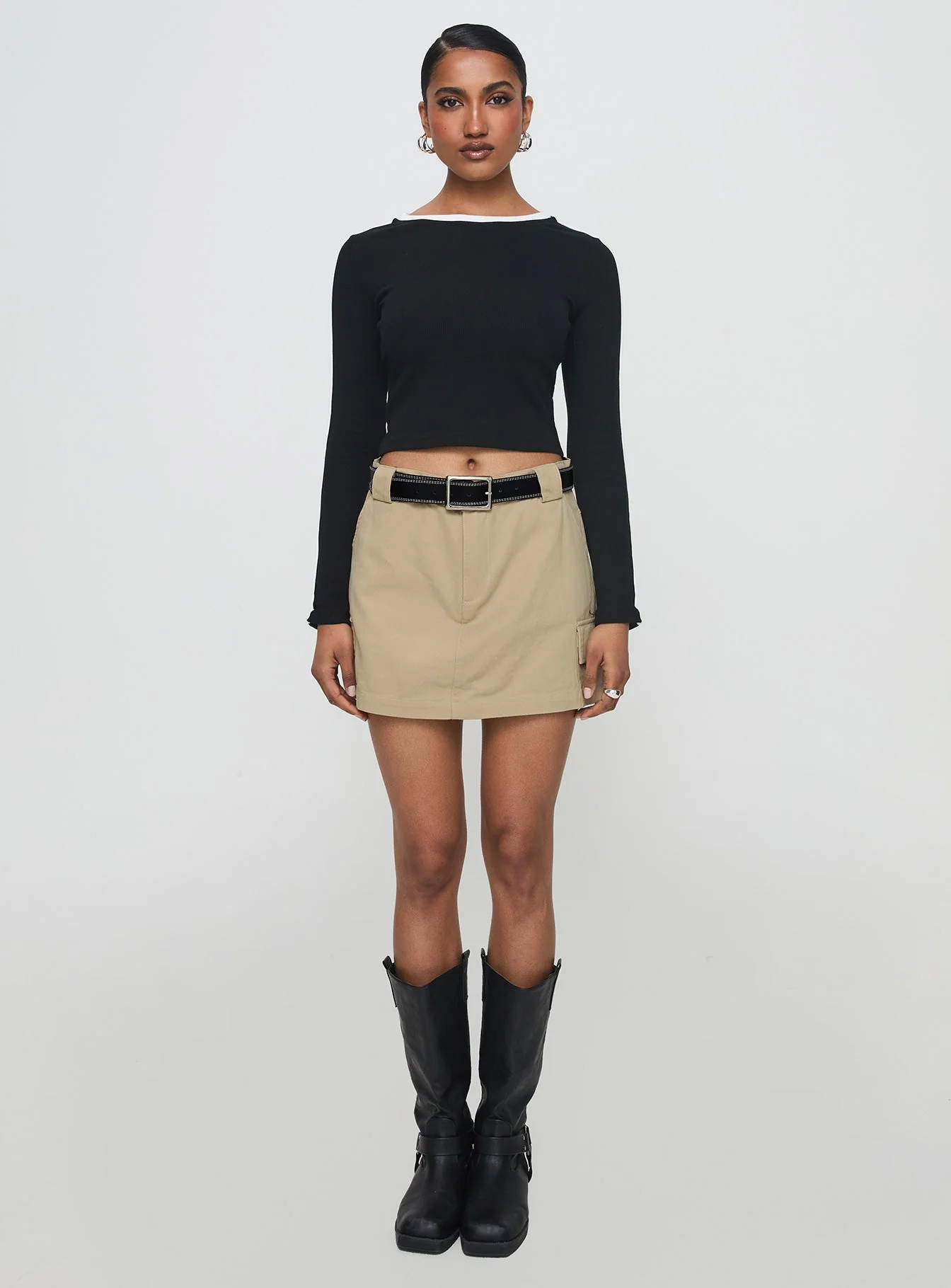 Gonzales Mini Skirt Beige - Image 7