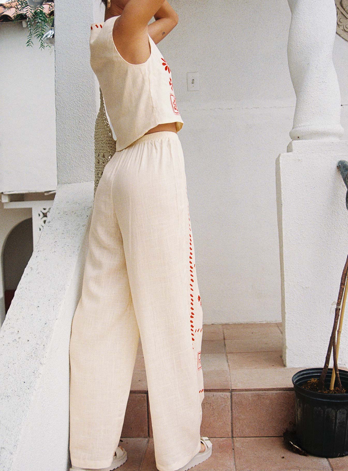 Grazia Pants Cream / Red - Image 4