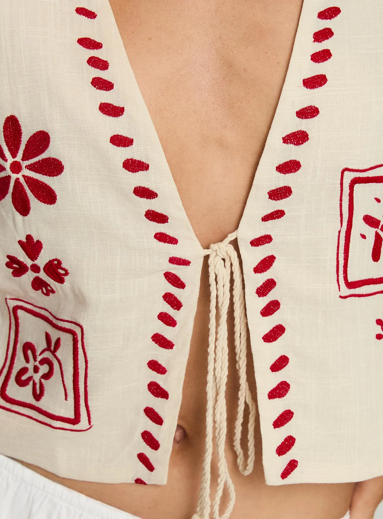 Grazia Vest Top Cream / Red - Image 5