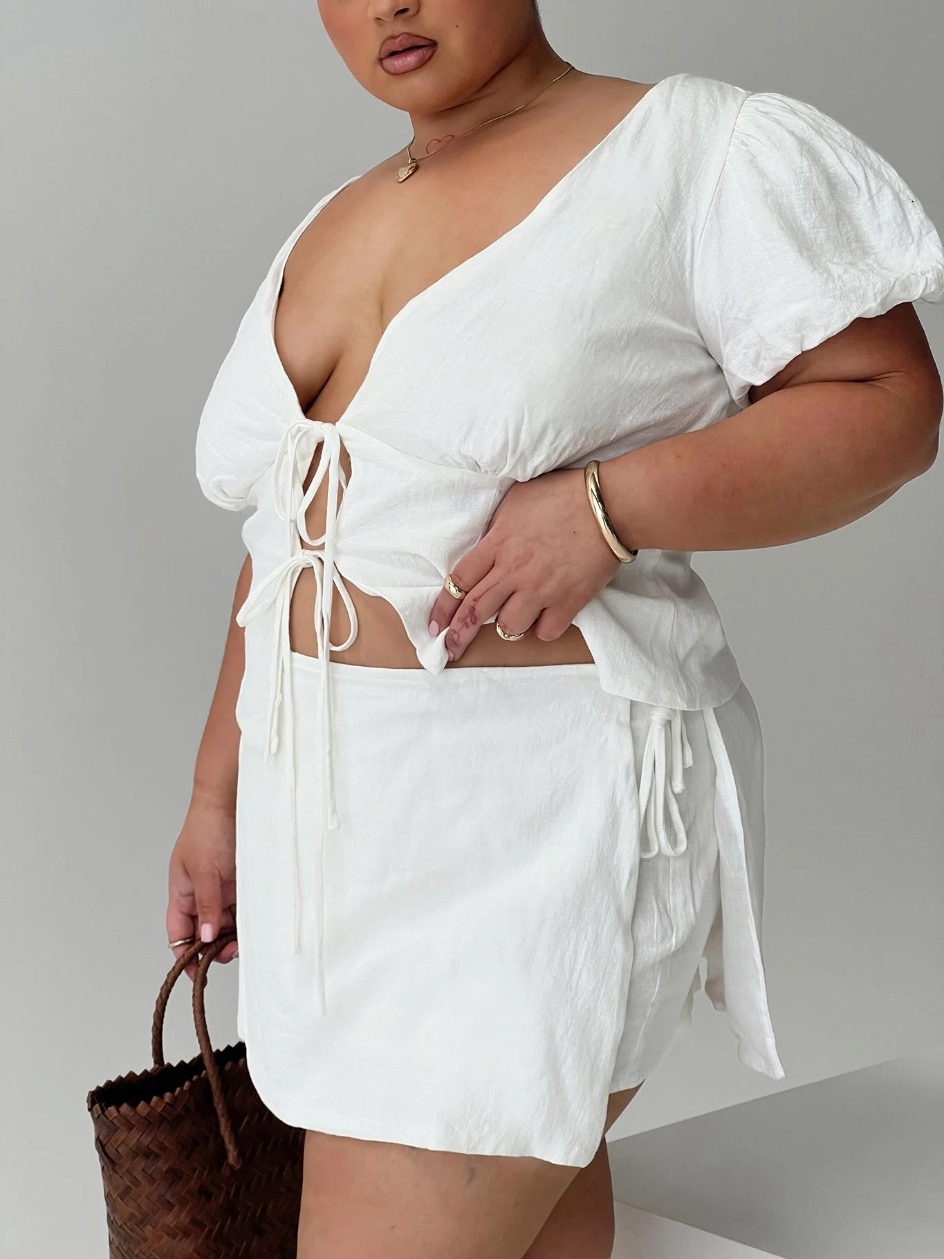 Gulliver Tie Side Mini Skort White Curve - Image 8