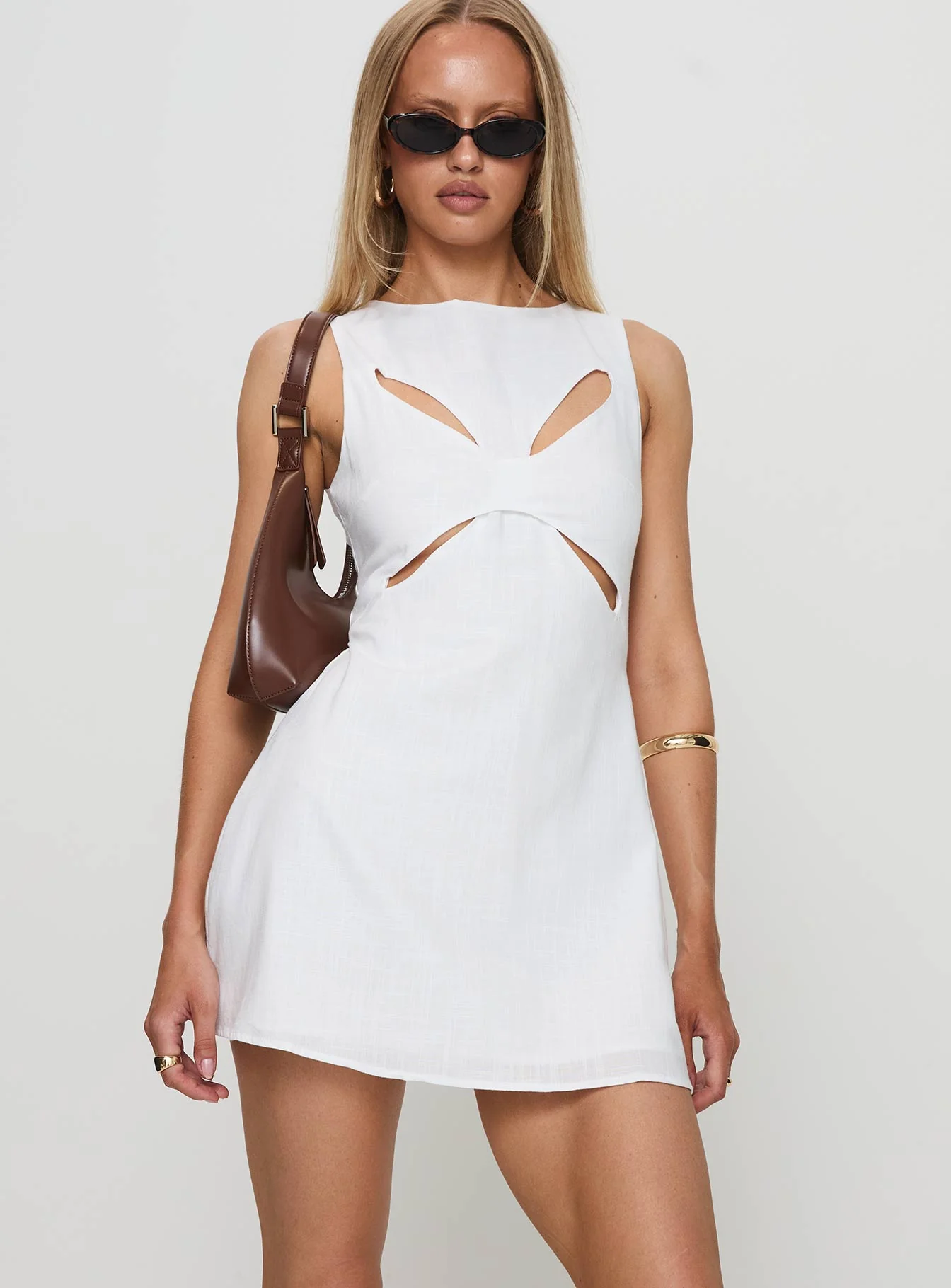 Haizel Cut Out Mini Dress White - Image 2