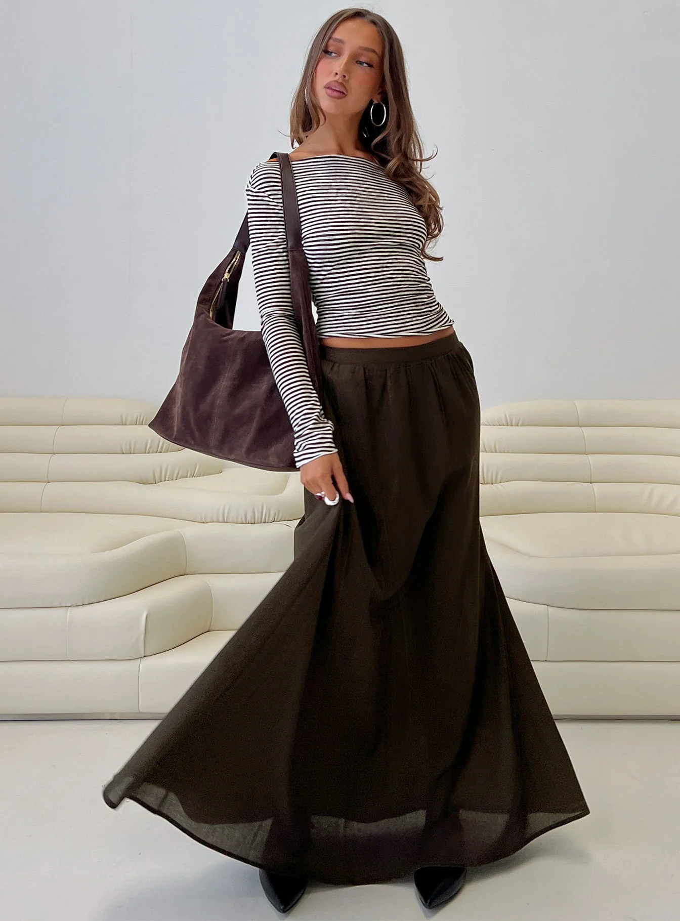 Hallee Maxi Skirt Brown - Image 8