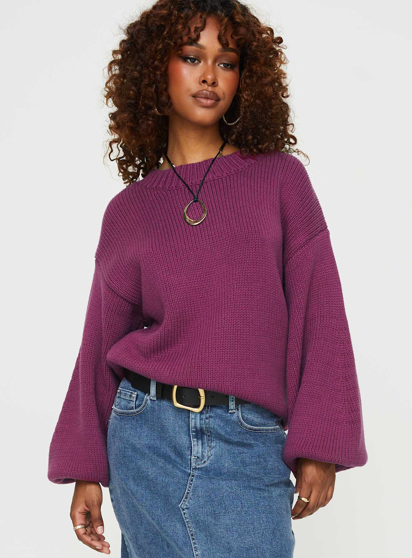 Harmony Knit Sweater Burgundy - Image 2