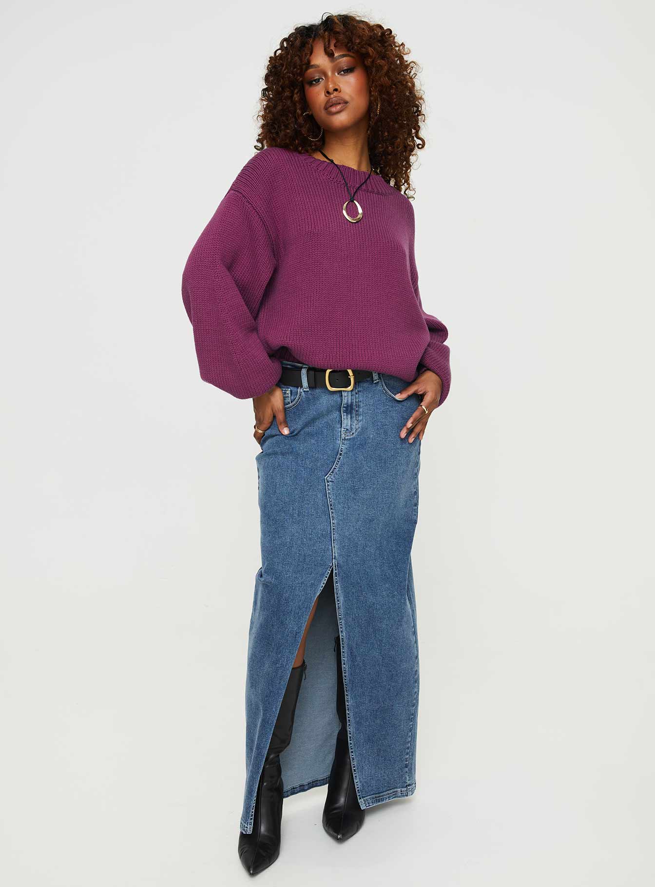 Harmony Knit Sweater Burgundy - Image 3