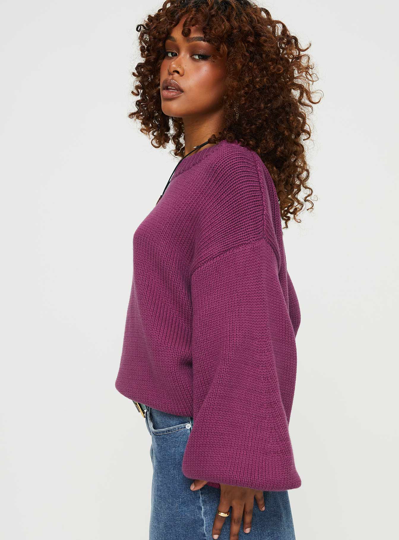 Harmony Knit Sweater Burgundy - Image 4