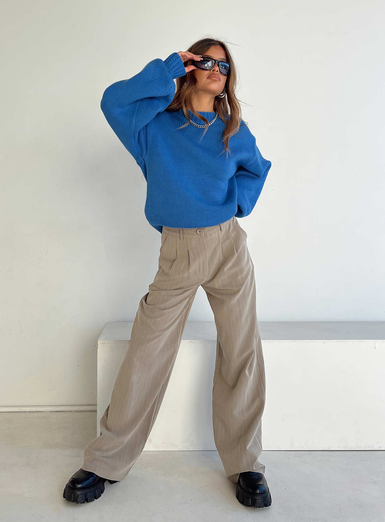 Harmony Balloon Sleeve Knit Sweater Blue - Image 5